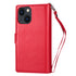 iPhone 13 Mini 2 in 1 Leather Wallet Case With 9 Credit Card Slots and Removable Back Cover 