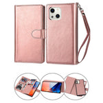 iPhone 13 Mini 2 in 1 Leather Wallet Case With 9 Credit Card Slots and Removable Back Cover 