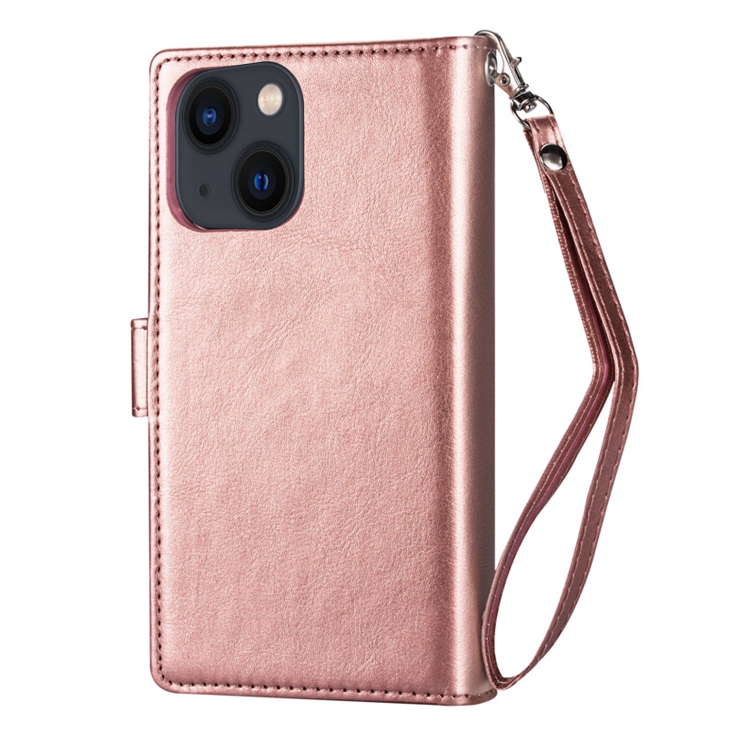 iPhone 13 Mini 2 in 1 Leather Wallet Case With 9 Credit Card Slots and Removable Back Cover 