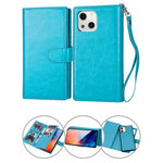 iPhone 13 Mini 2 in 1 Leather Wallet Case With 9 Credit Card Slots and Removable Back Cover 