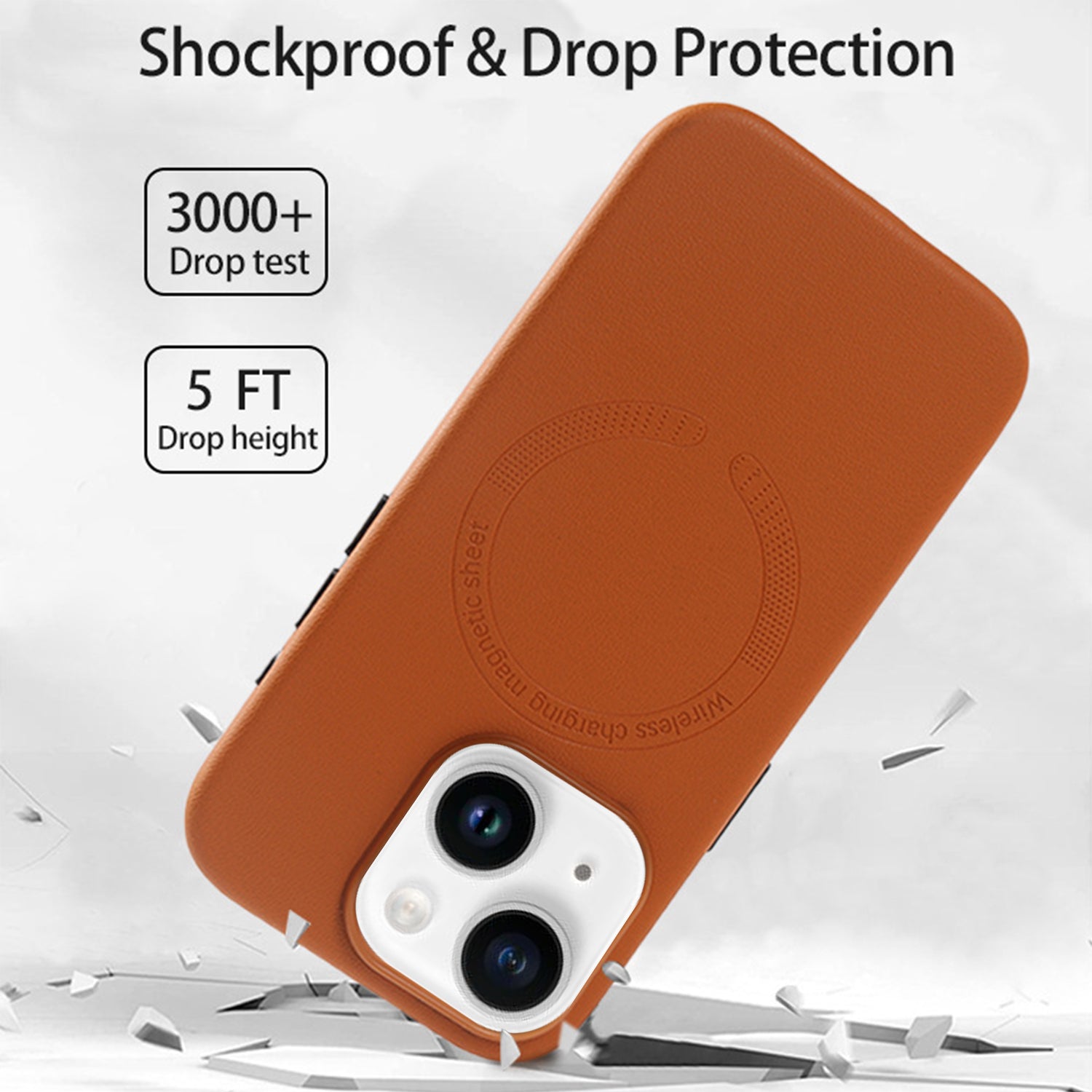 iPhone 14 Plus Leather Protective Case Anti-Scratch Magsafe Compatible With Soft Microfiber