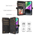 iPhone 13/14 Retro Premium Flip Leather Cover with 9 Card Holder & Zipper Cash Pocket & Wrist Strap