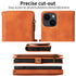 iPhone 13 Mini Retro Premium Flip Leather Cover with 9 Card Holder & Zipper Cash Pocket & Wrist Strap
