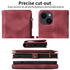 iPhone 13 Mini Retro Premium Flip Leather Cover with 9 Card Holder & Zipper Cash Pocket & Wrist Strap
