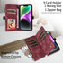 iPhone 13 Mini Retro Premium Flip Leather Cover with 9 Card Holder & Zipper Cash Pocket & Wrist Strap