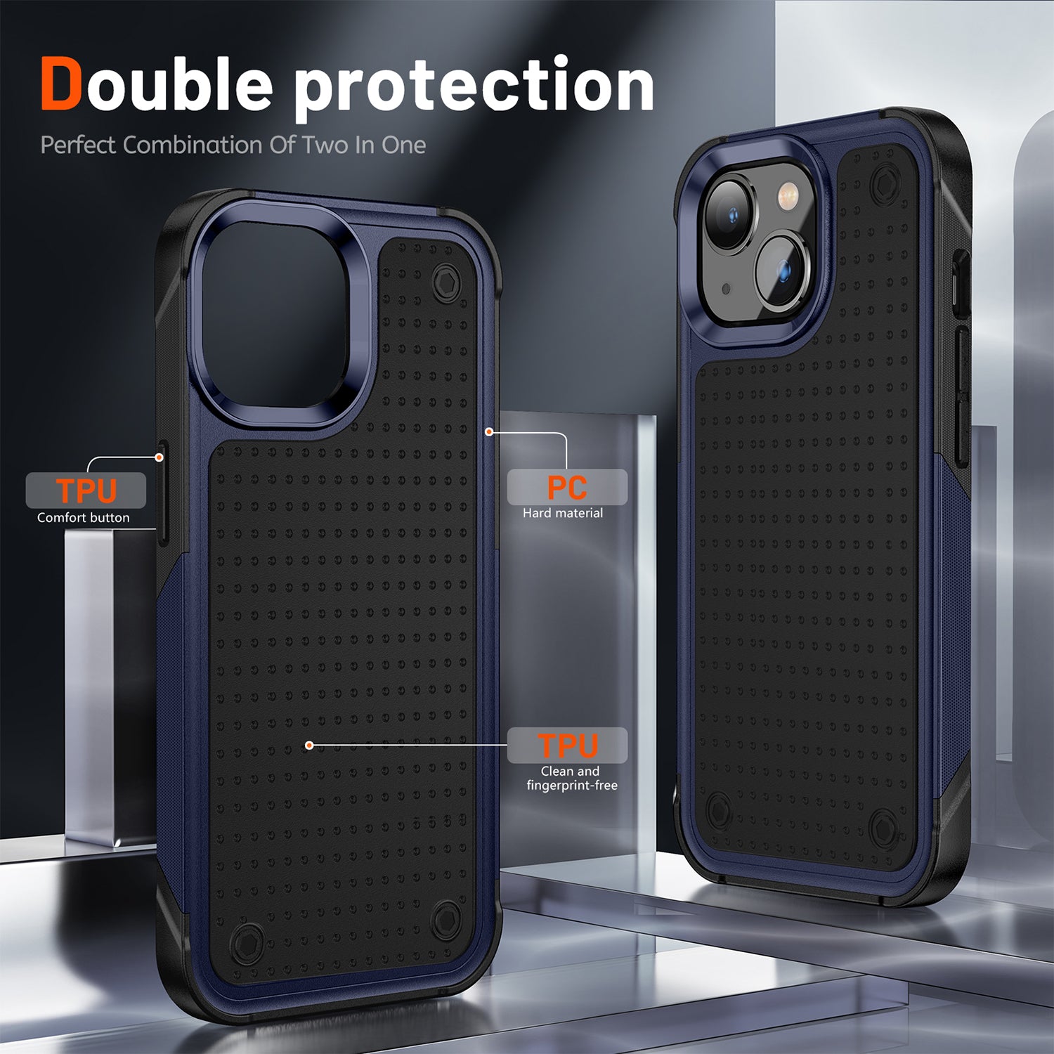 iPhone 14/13 Durable Defener Shockproof Hard PC TPU Luxury Case