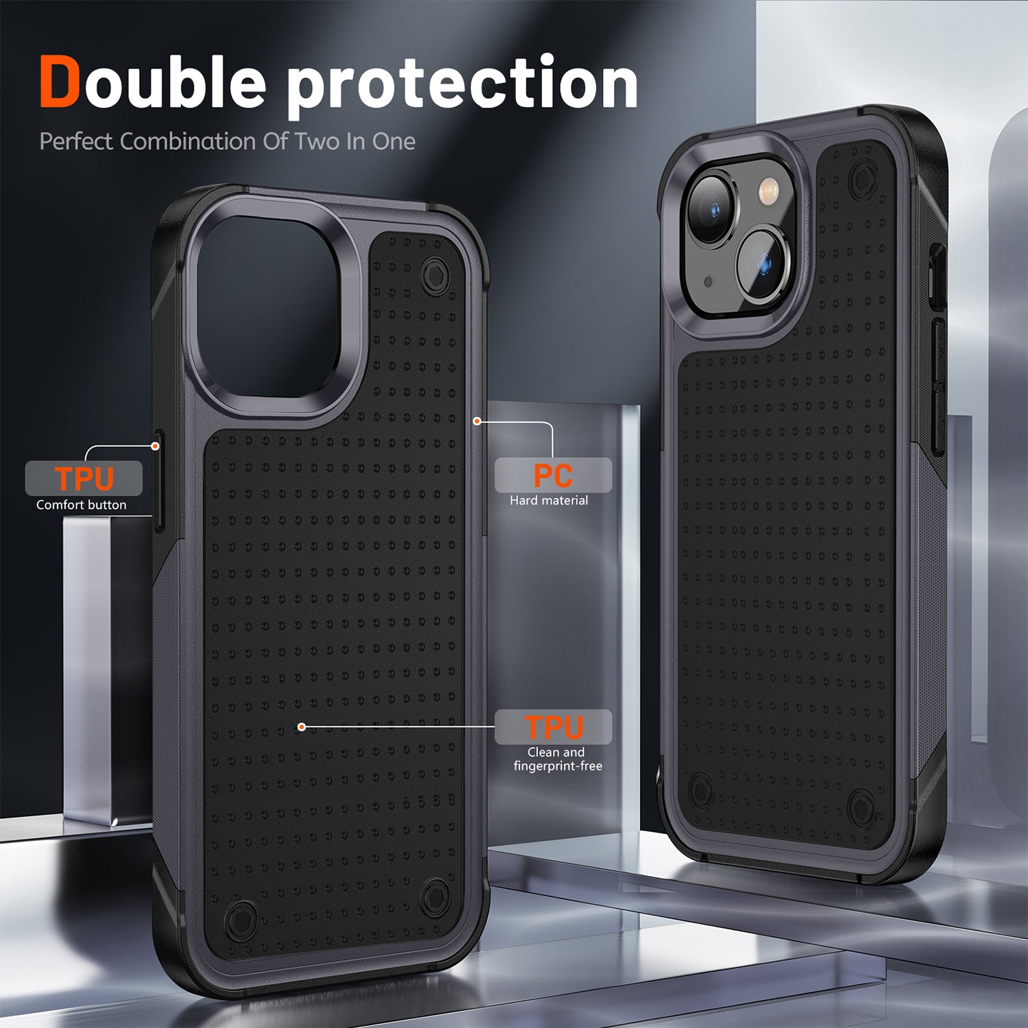 iPhone 14/13 Durable Defener Shockproof Hard PC TPU Luxury Case