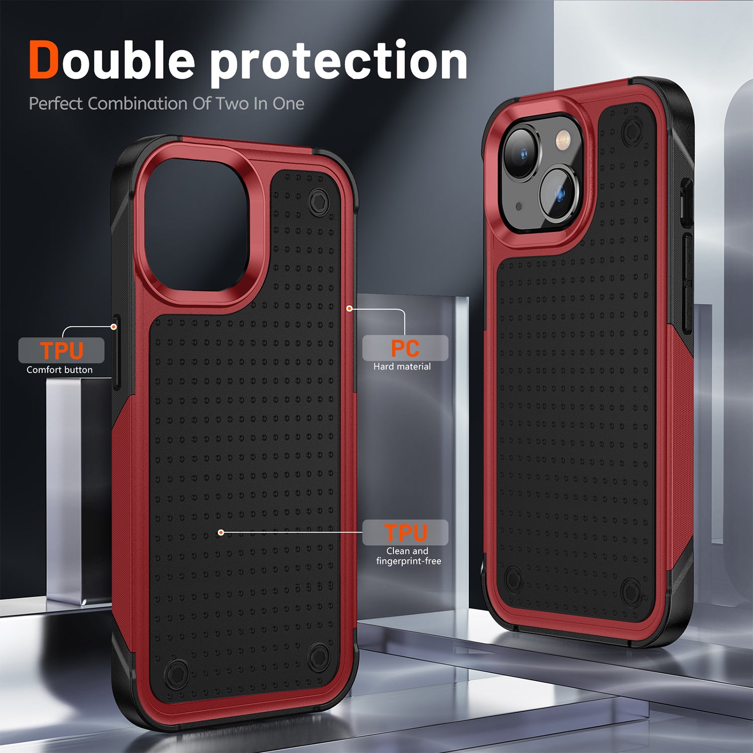 iPhone 14/13 Durable Defener Shockproof Hard PC TPU Luxury Case