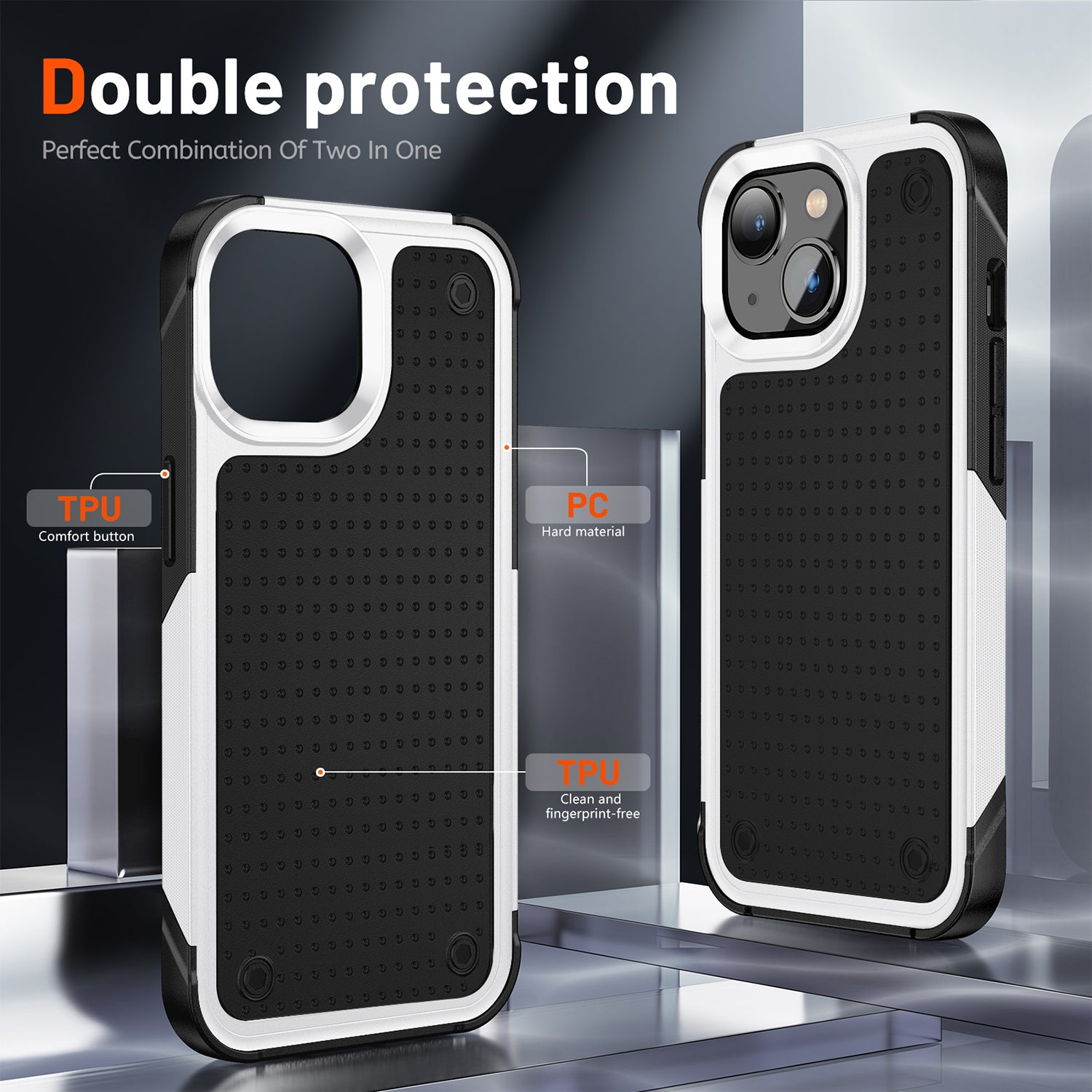iPhone 14/13 Durable Defener Shockproof Hard PC TPU Luxury Case