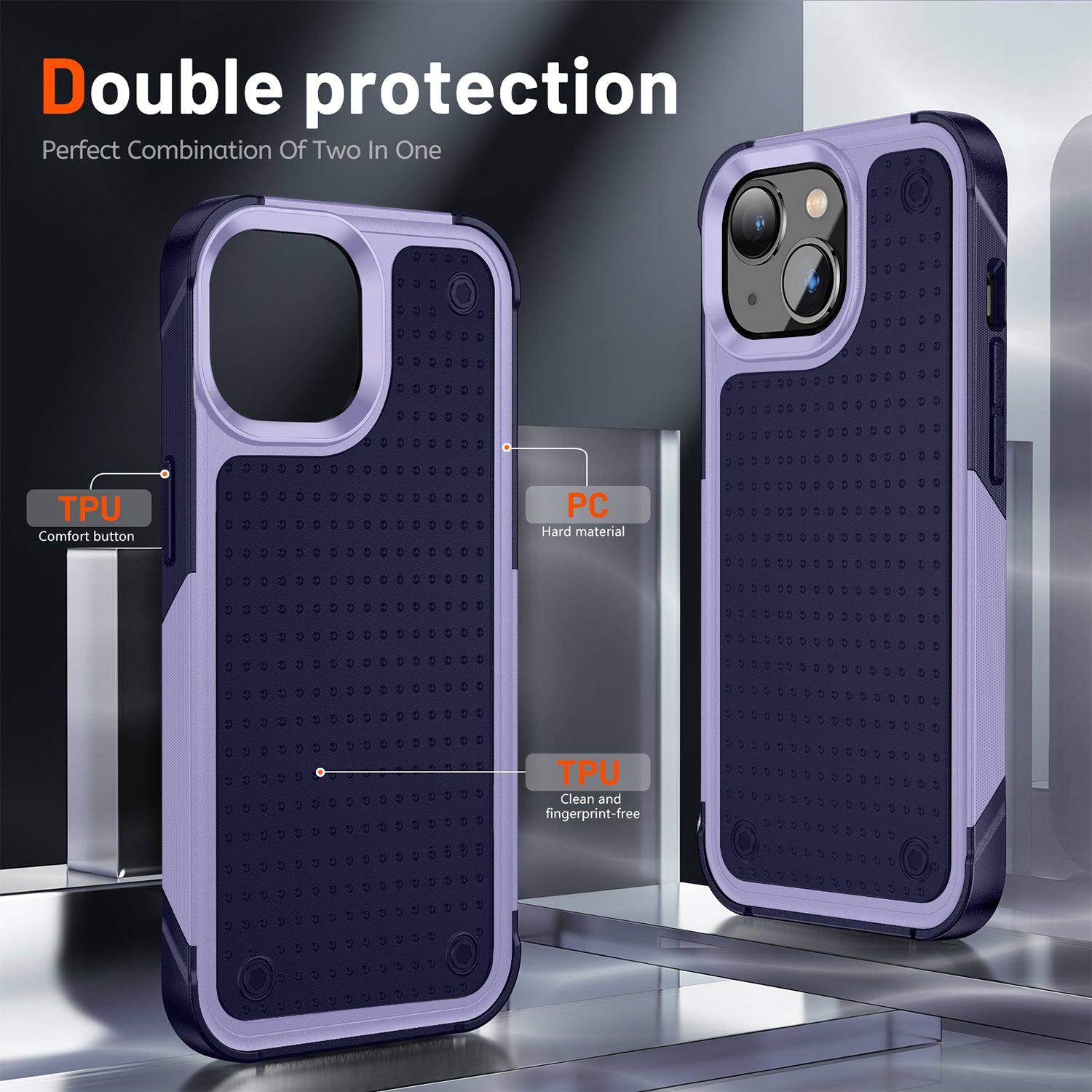 iPhone 14/13 Durable Defener Shockproof Hard PC TPU Luxury Case