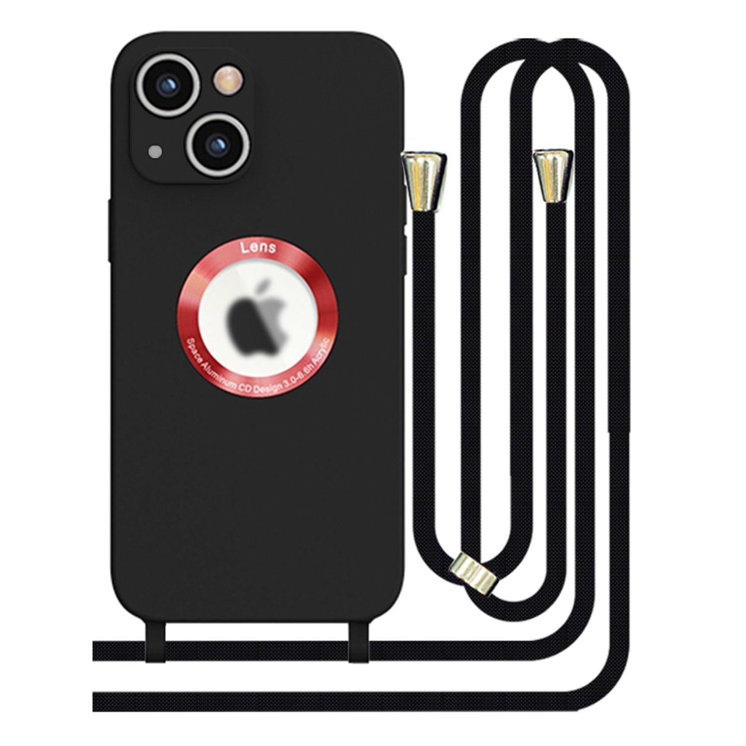 iPhone 13 Soft silicone case fine hole logo hollowed out with adjustable hanging rope