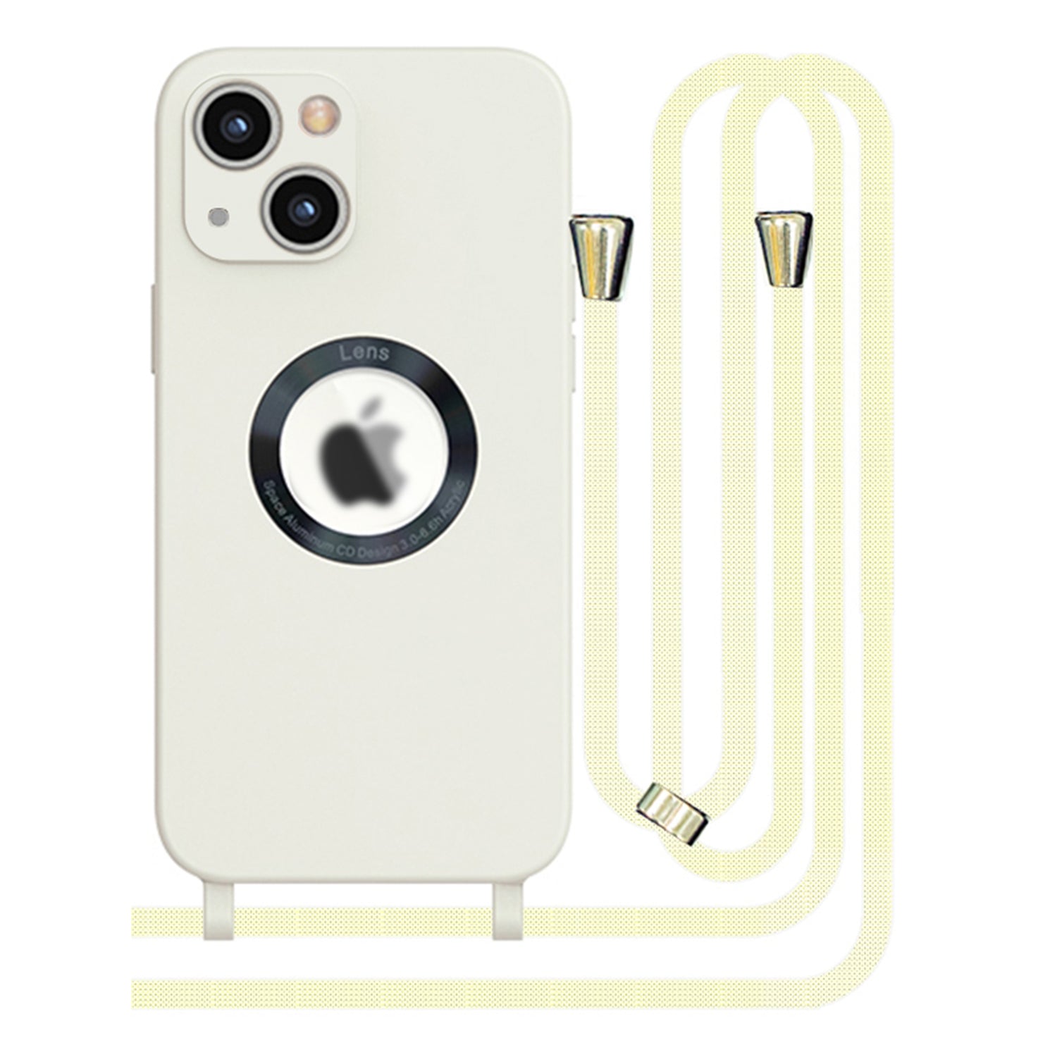 iPhone 13 Soft silicone case fine hole logo hollowed out with adjustable hanging rope