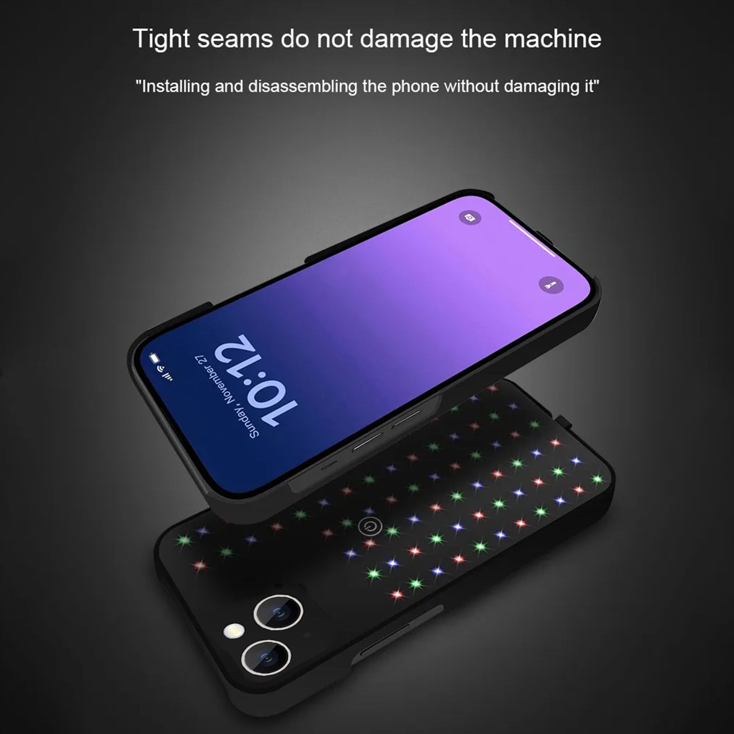 iPhone 14/13 Glowing and Cool Anti Drop Glass Shell Case-Black