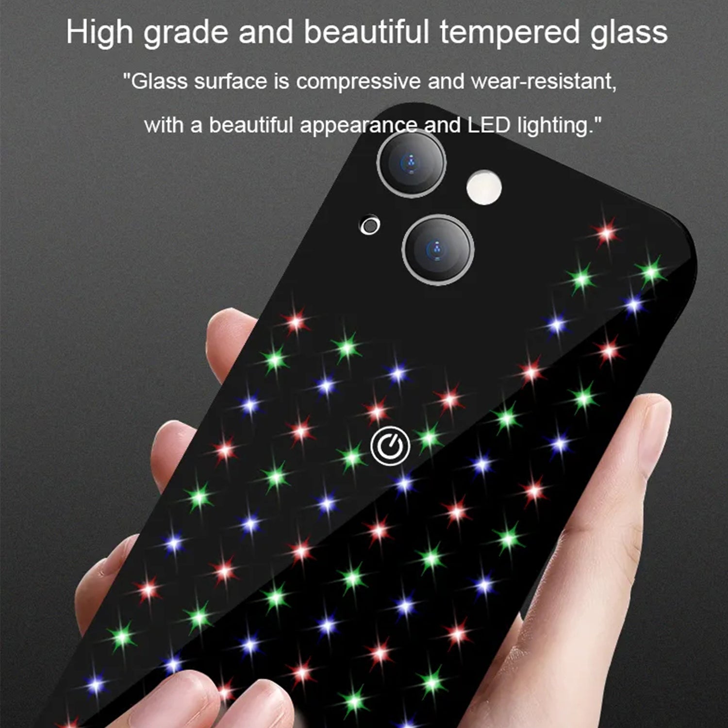 iPhone 14/13 Glowing and Cool Anti Drop Glass Shell Case-Black