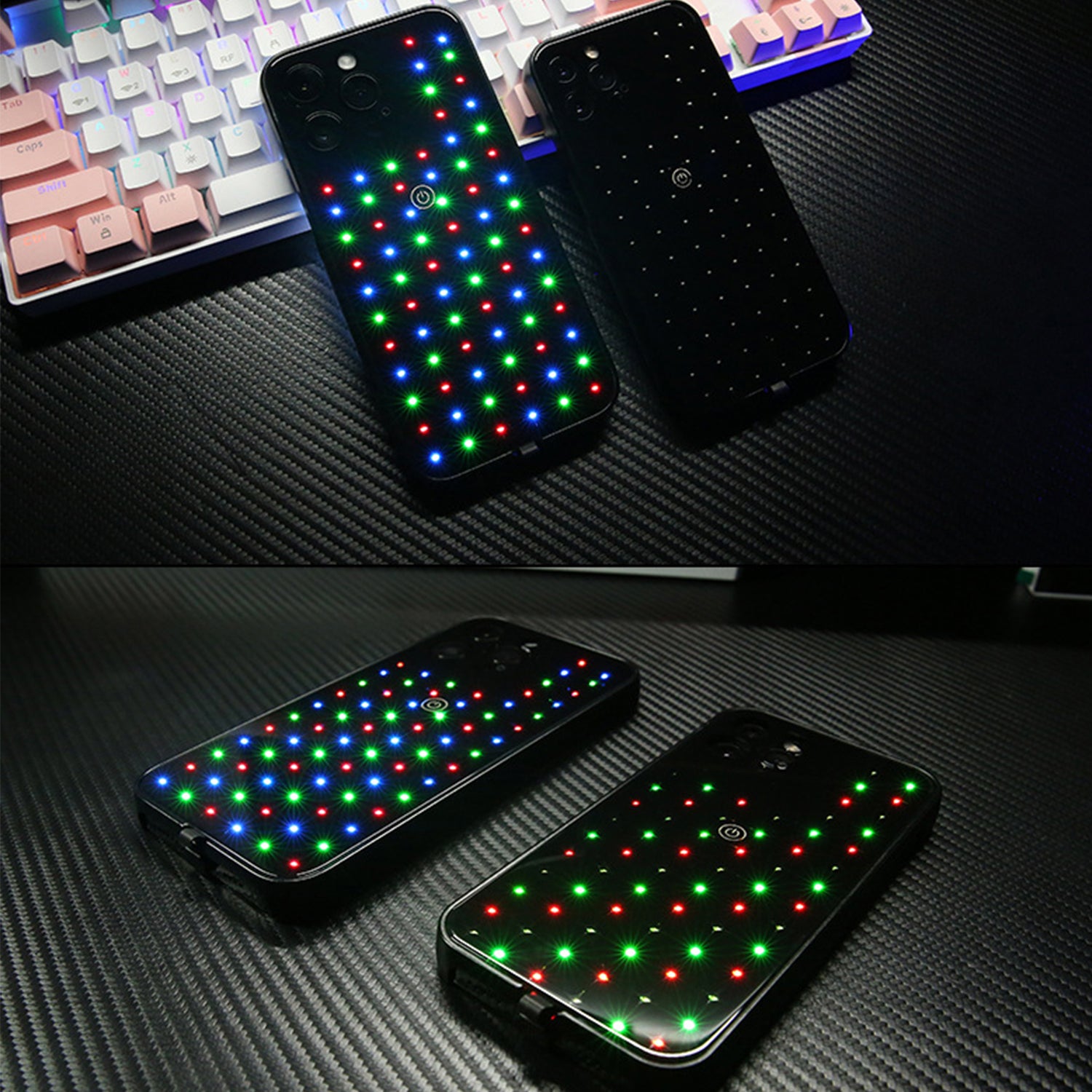 iPhone 14/13 Glowing and Cool Anti Drop Glass Shell Case-Black