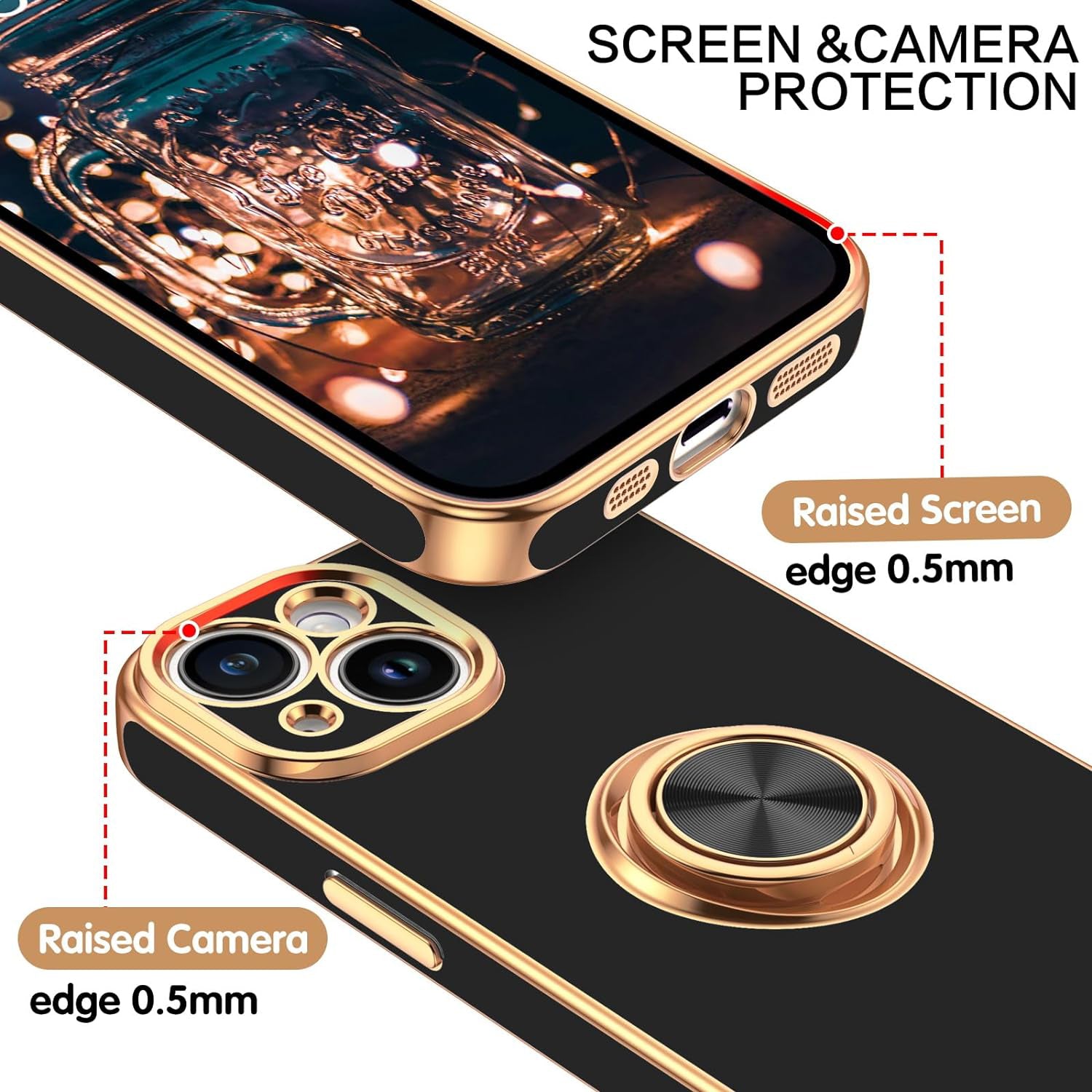 Fashion Ring Magnetic GPS car mount Phone Holder Case for iPhone 13 mini