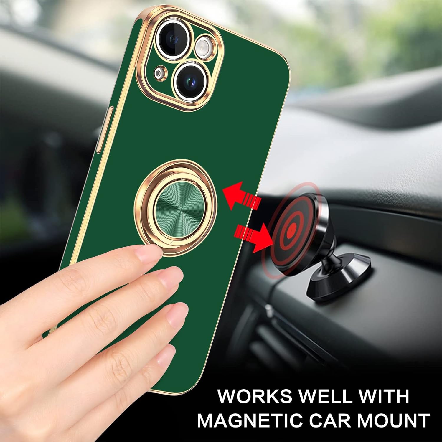 Fashion Ring Magnetic GPS car mount Phone Holder Case for iPhone 13 mini