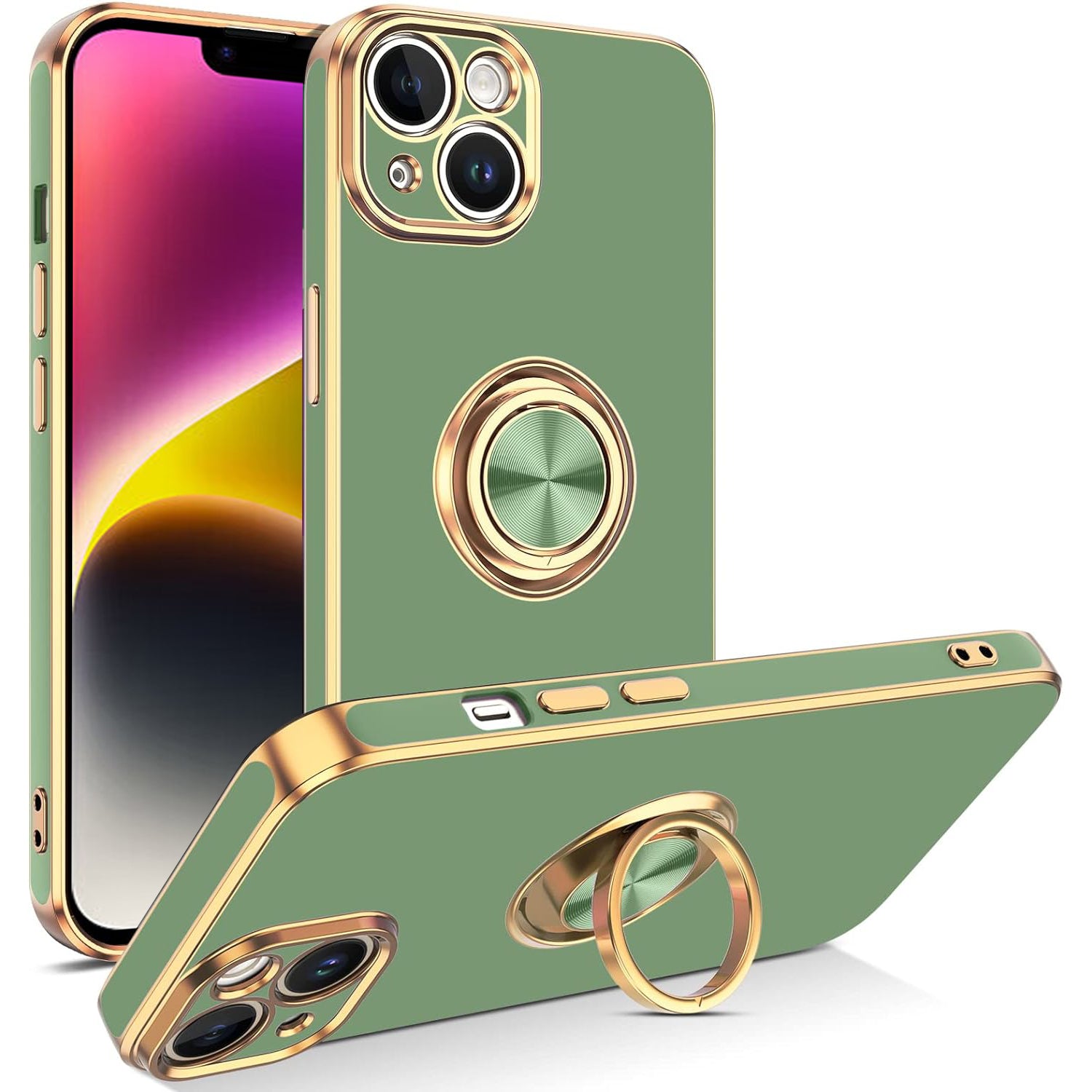 Fashion Ring Magnetic GPS car mount Phone Holder Case for iPhone 13 mini