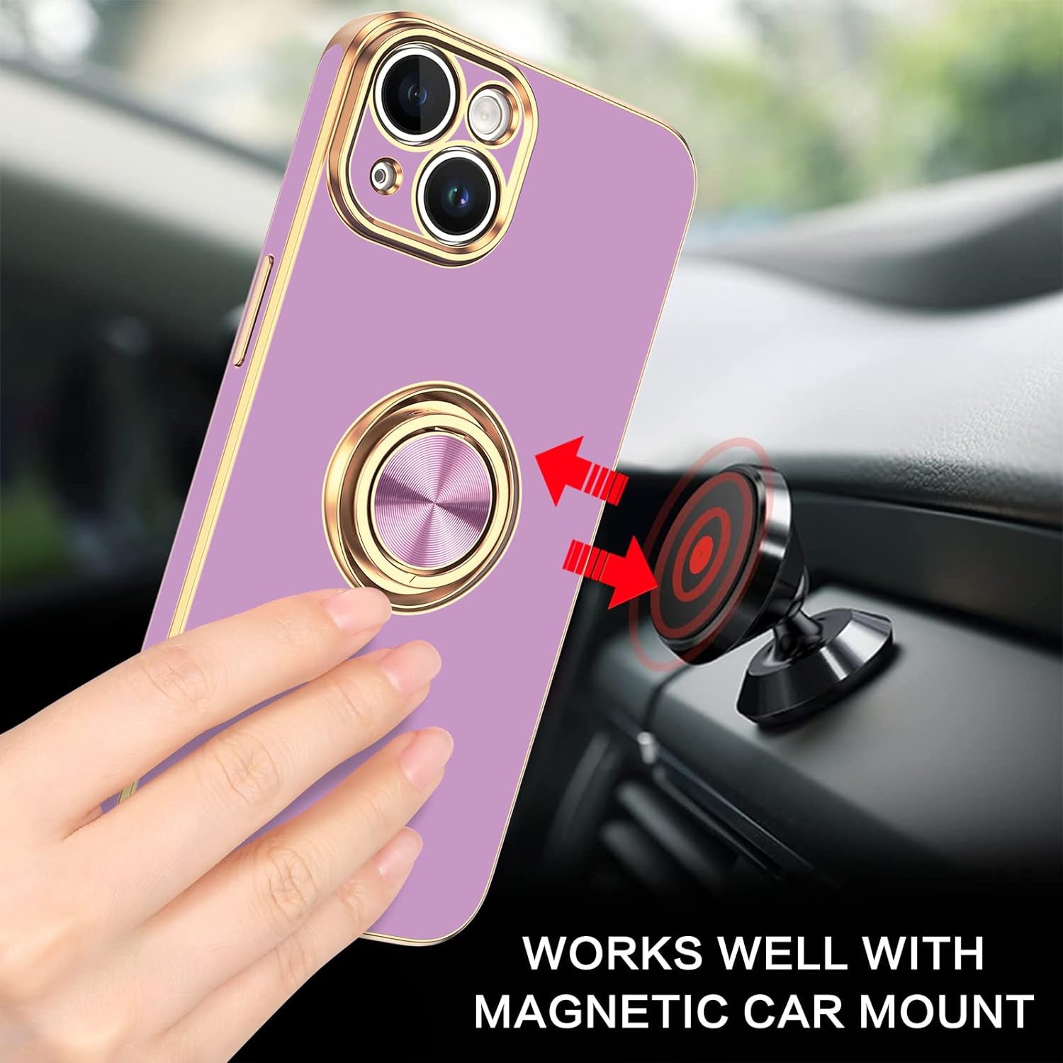 Fashion Ring Magnetic GPS car mount Phone Holder Case for iPhone 13 mini