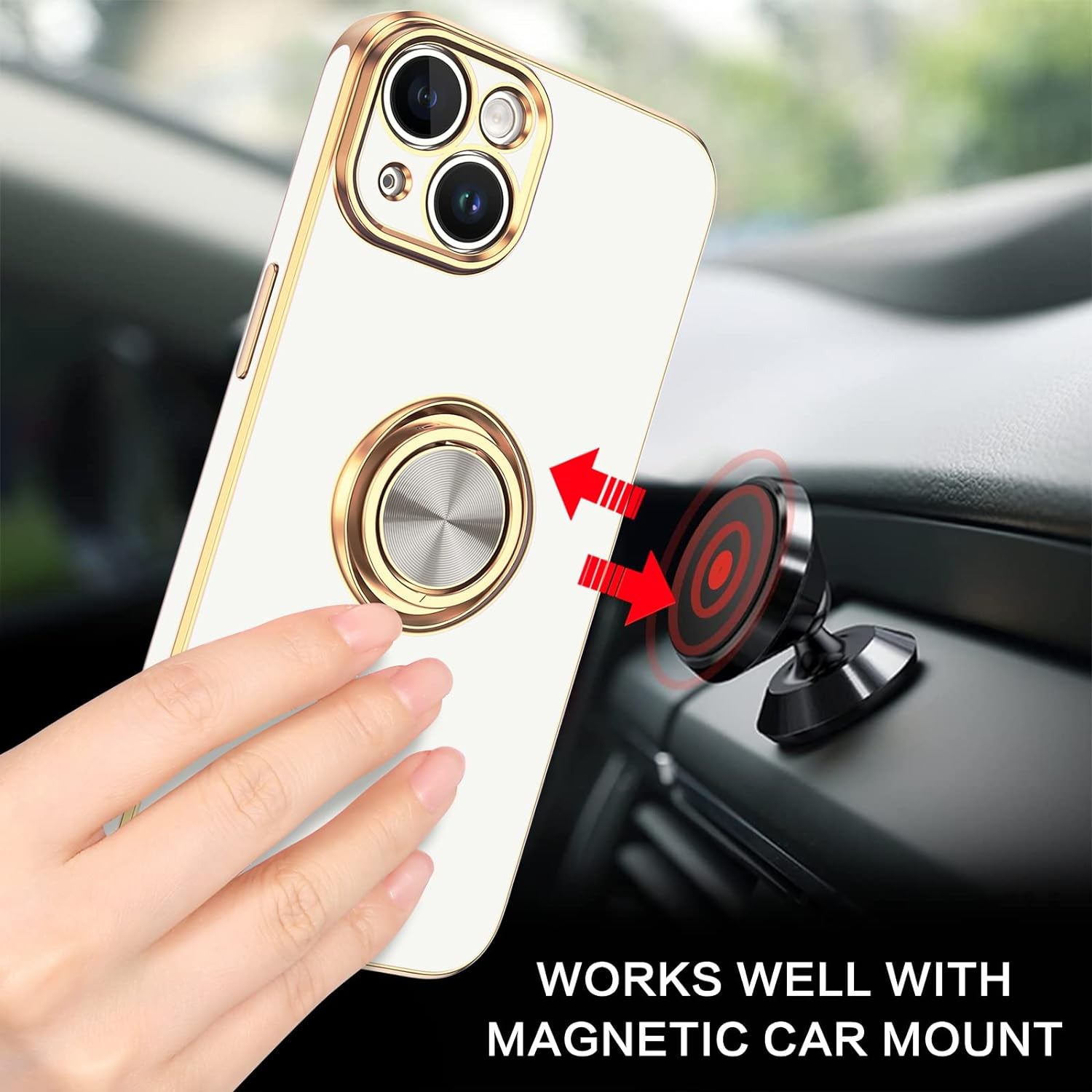 Fashion Ring Magnetic GPS car mount Phone Holder Case for iPhone 13 mini