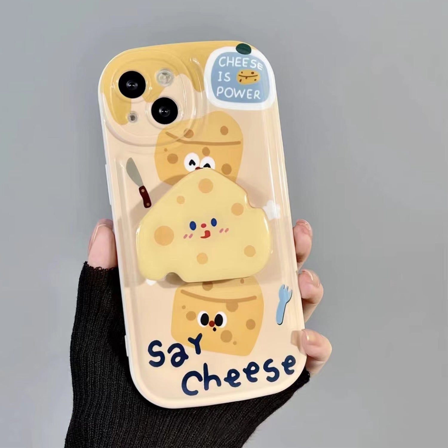 iPhone 14/13 Creative Cartoon Bracket Case