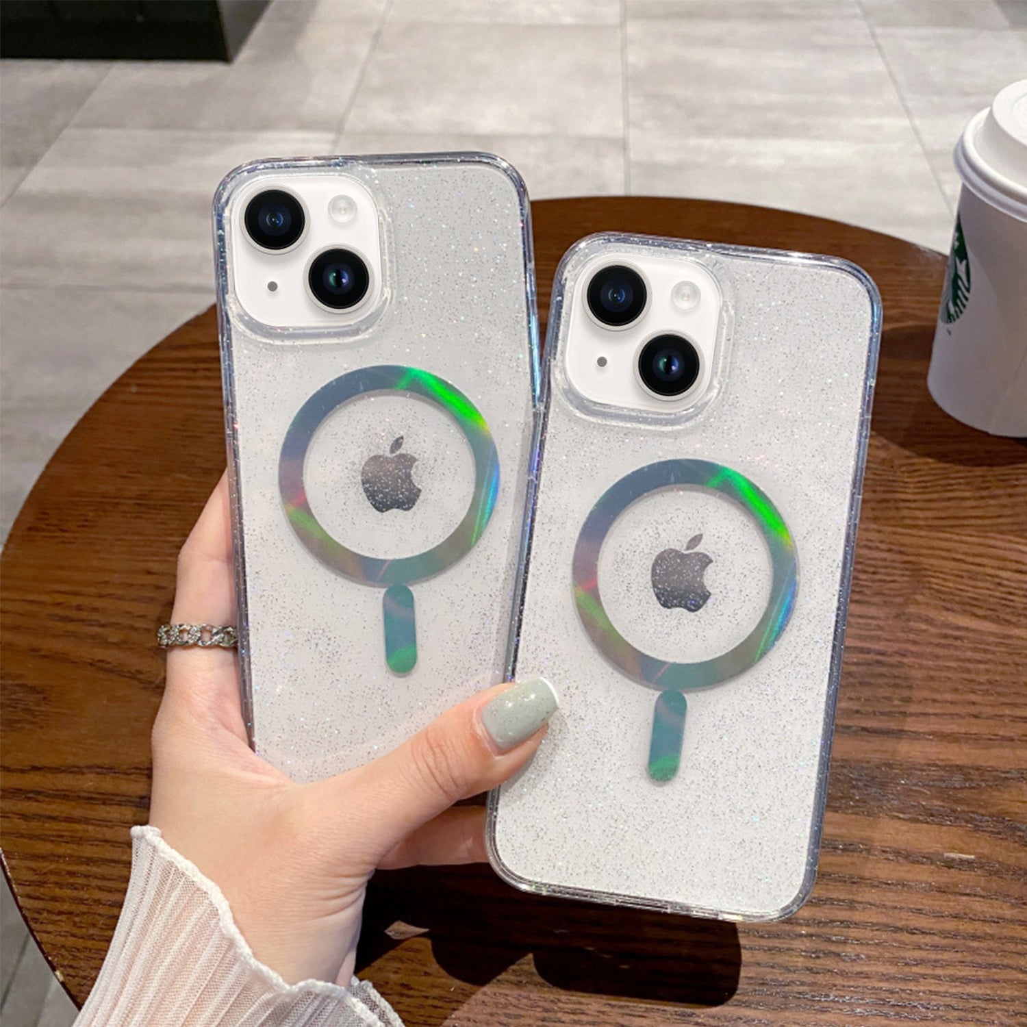 iPhone 13/14 Clear Electroplating laser Magnetic Attraction Case