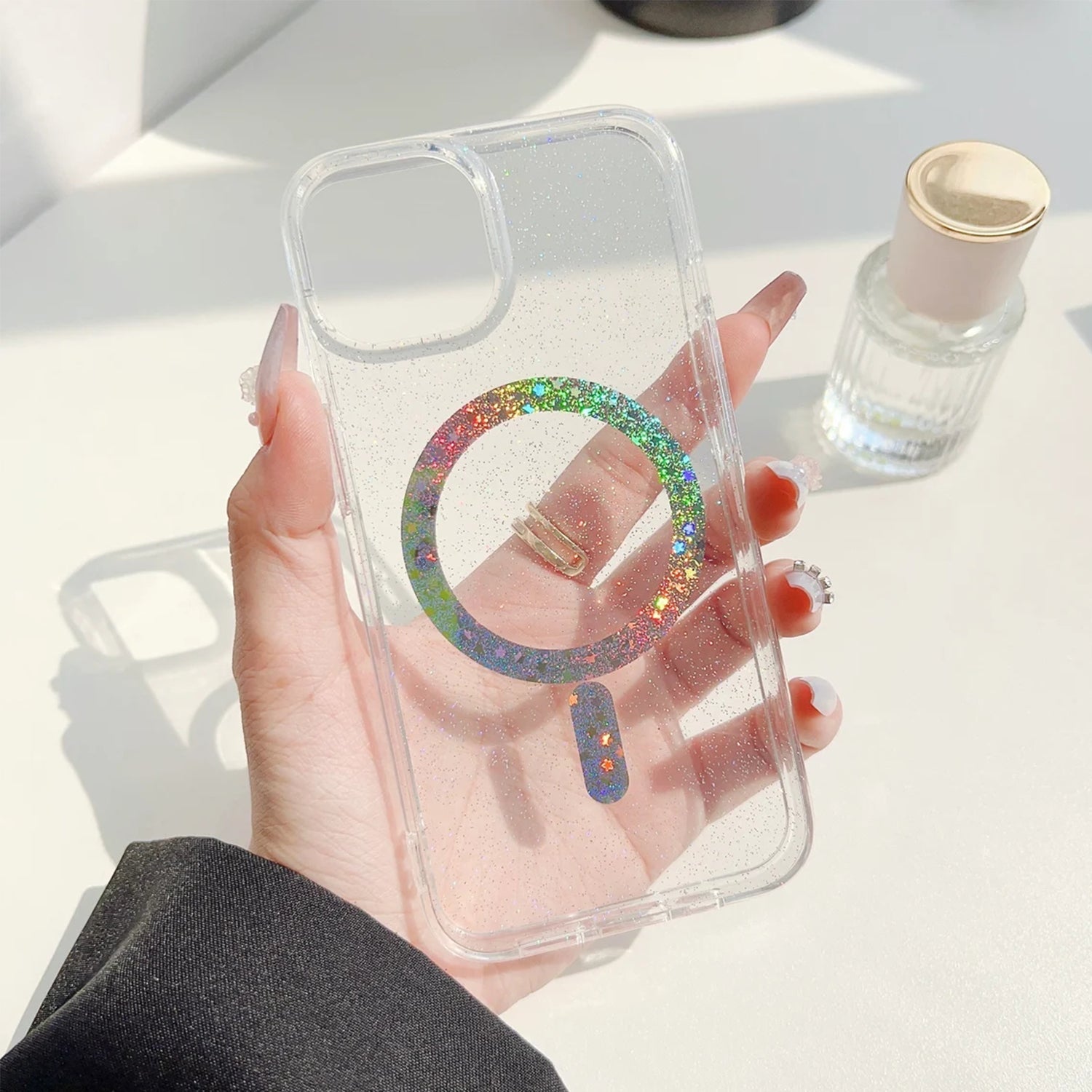iPhone 13/14 Clear Electroplating laser Magnetic Attraction Case