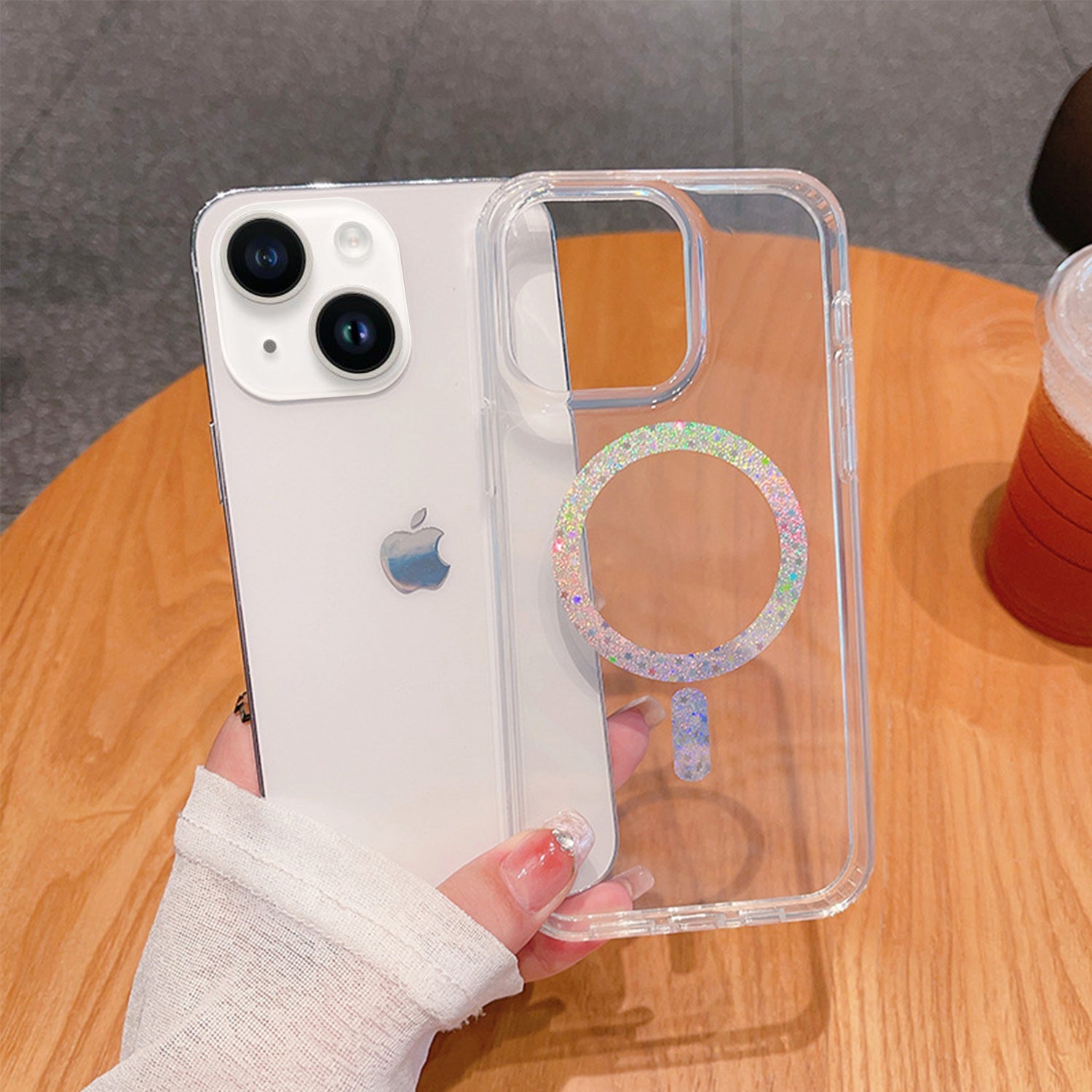 iPhone 13/14 Clear Electroplating laser Magnetic Attraction Case