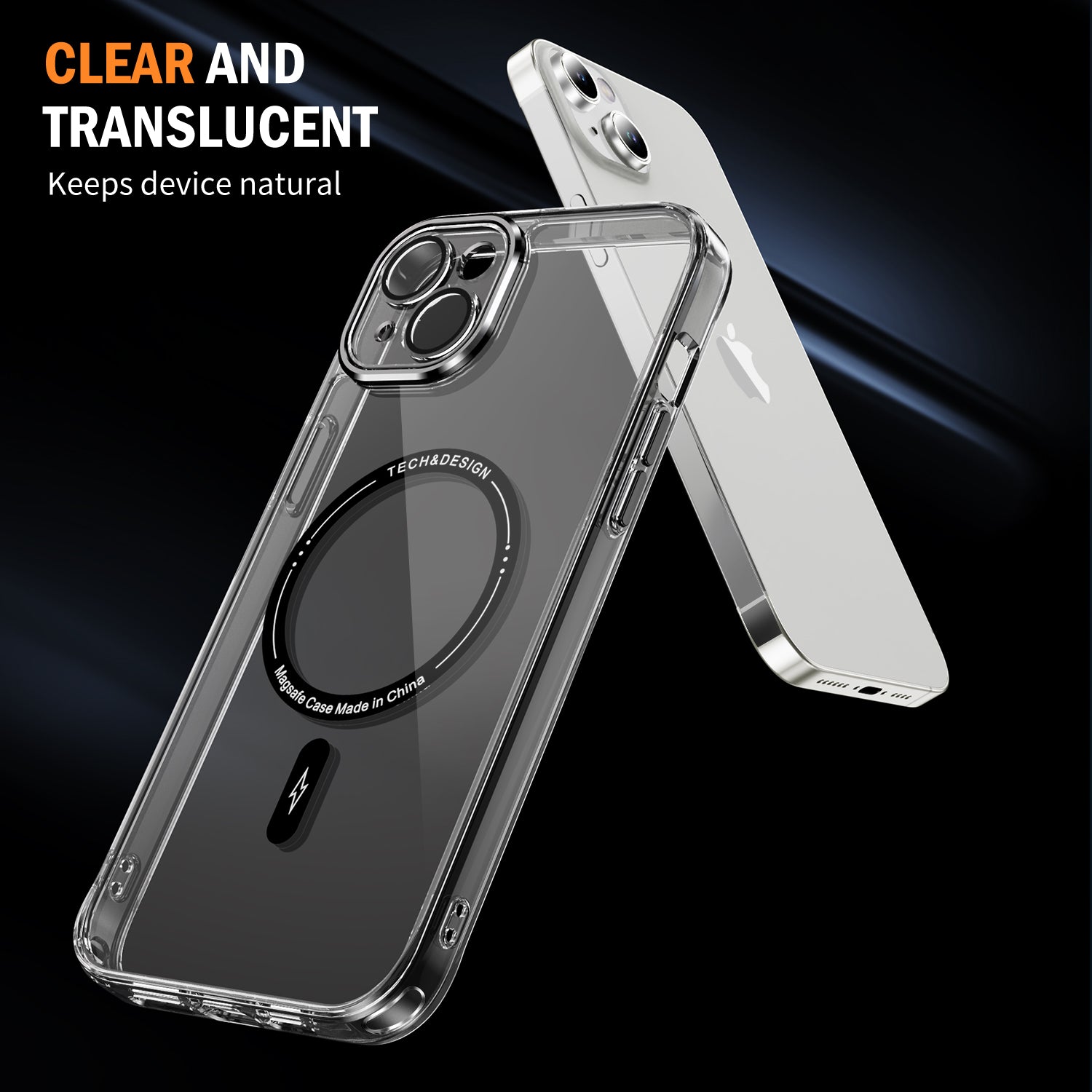 iPhone 13 Mini Shockproof Transparent Magnetic Attraction Protective Phone Case