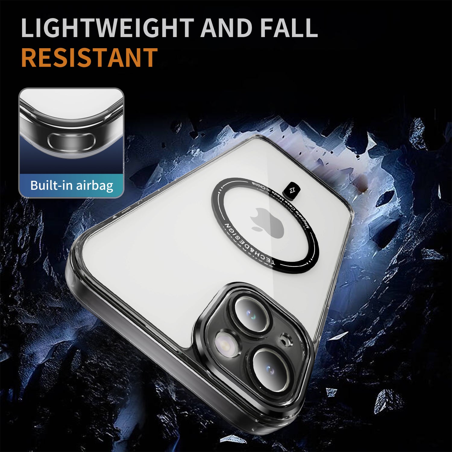 iPhone 13 Mini Shockproof Transparent Magnetic Attraction Protective Phone Case