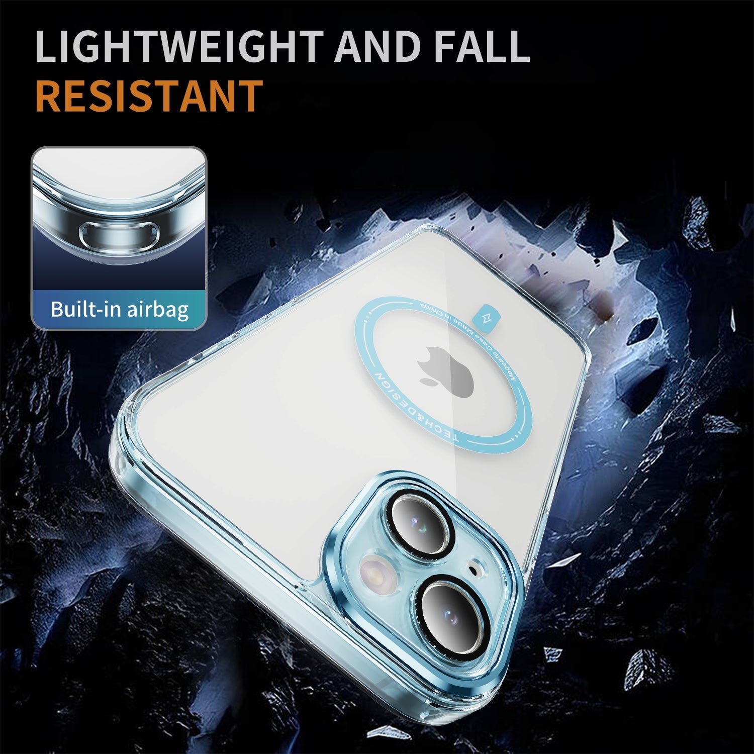iPhone 13 Mini Shockproof Transparent Magnetic Attraction Protective Phone Case
