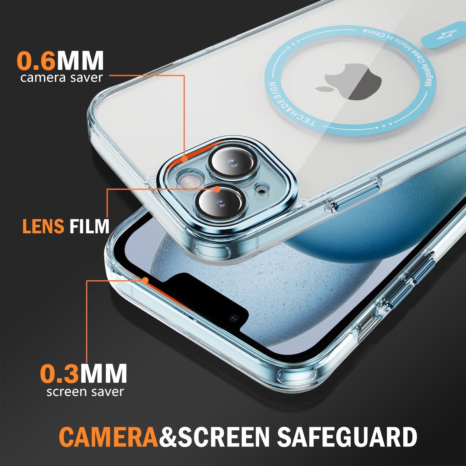 iPhone 13 Mini Shockproof Transparent Magnetic Attraction Protective Phone Case