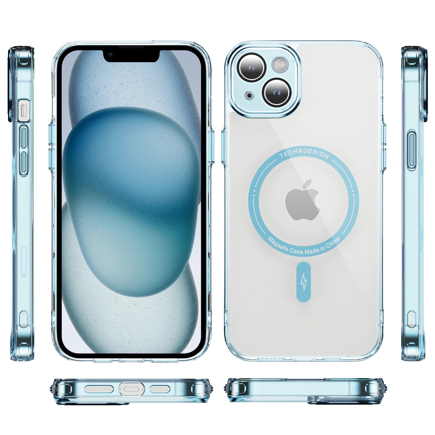iPhone 13 Mini Shockproof Transparent Magnetic Attraction Protective Phone Case