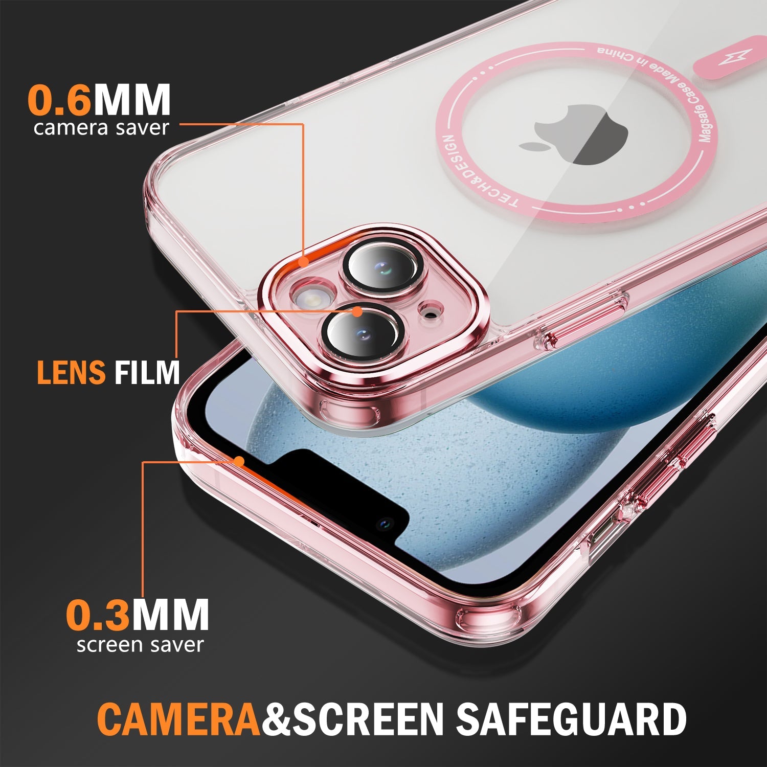 iPhone 13/14 Shockproof Transparent Magnetic Attraction Protective Phone Case