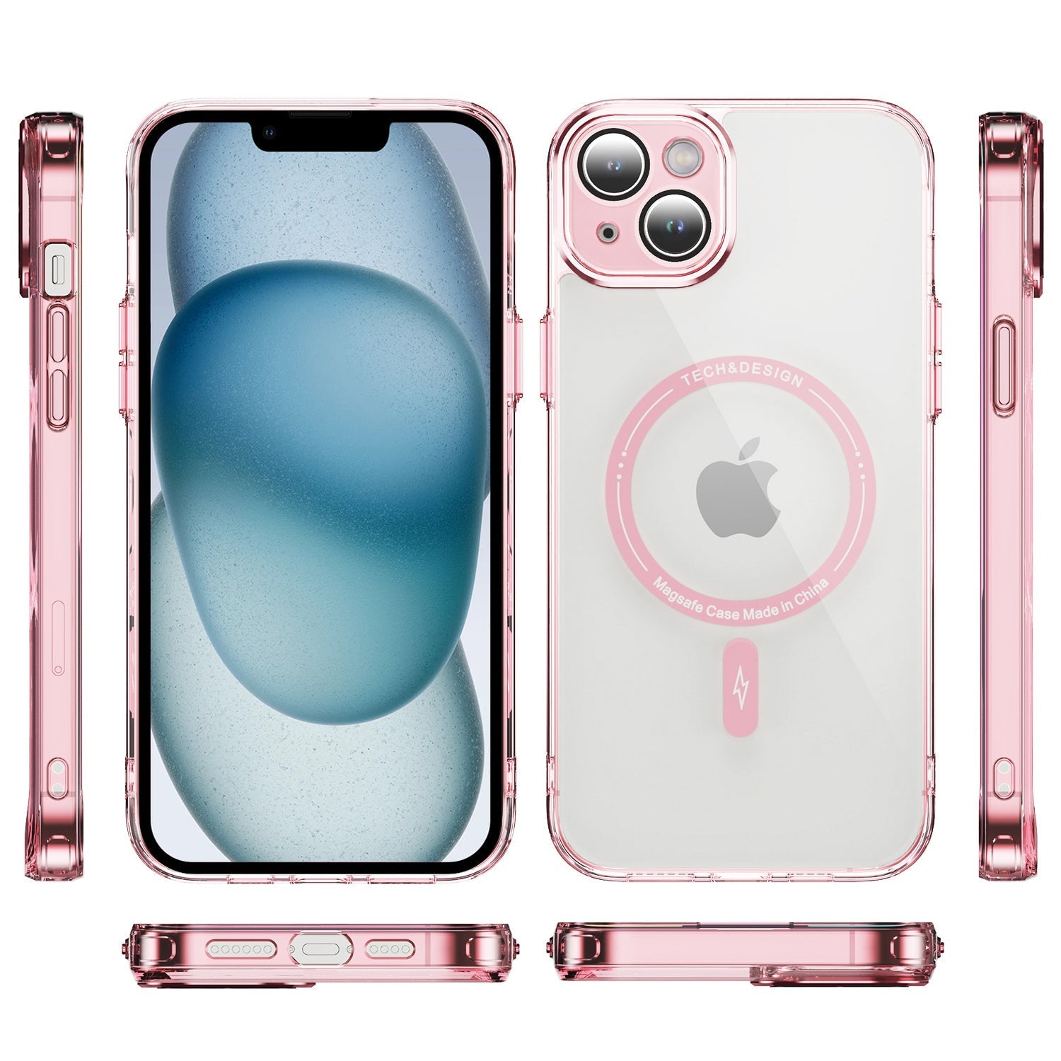 iPhone 13 Mini Shockproof Transparent Magnetic Attraction Protective Phone Case