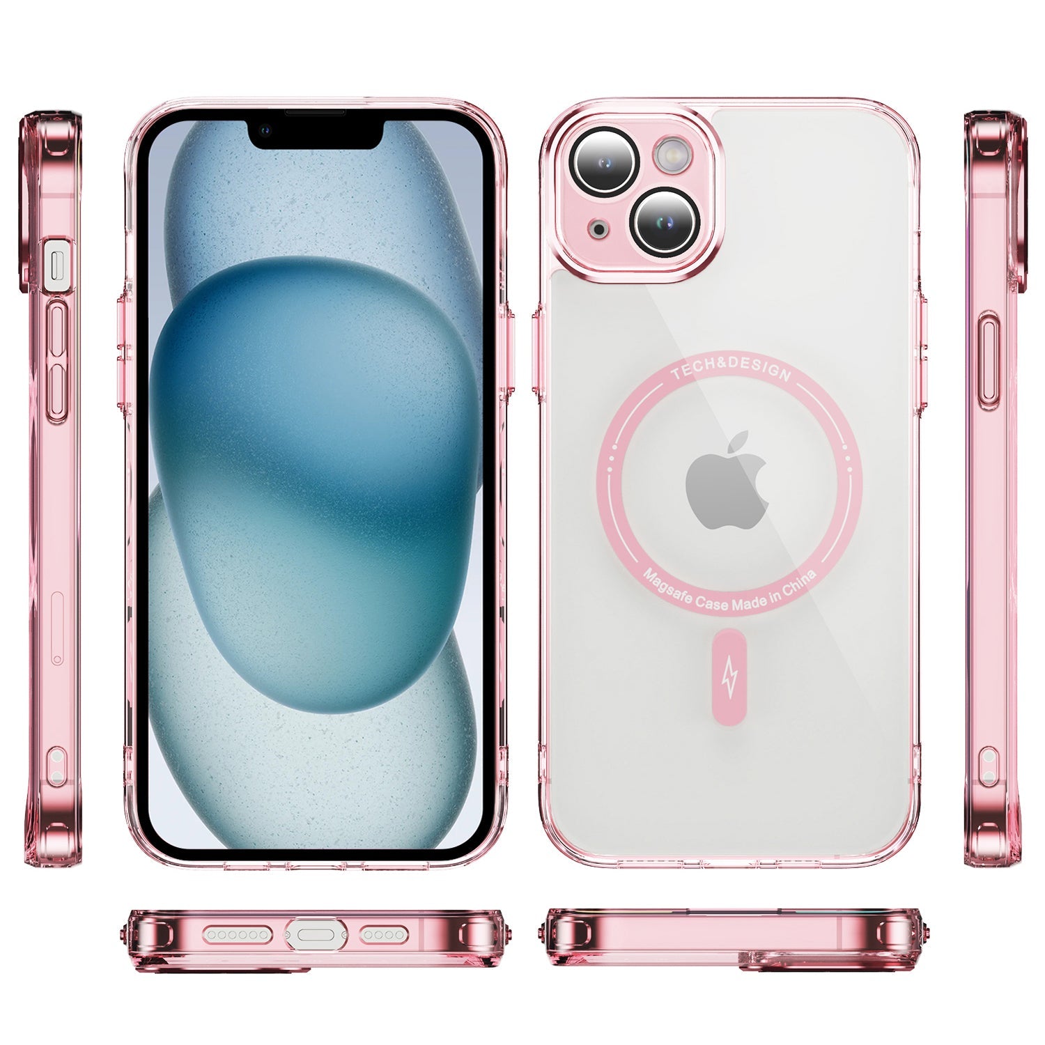 iPhone 13/14 Shockproof Transparent Magnetic Attraction Protective Phone Case