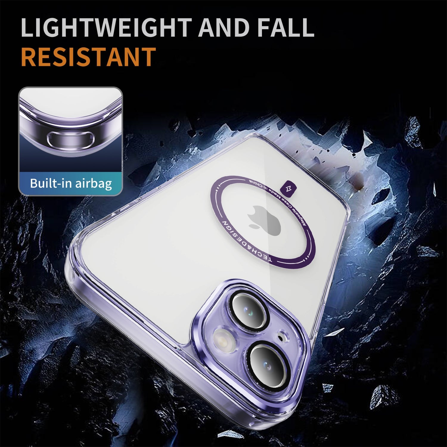 iPhone 13/14 Shockproof Transparent Magnetic Attraction Protective Phone Case