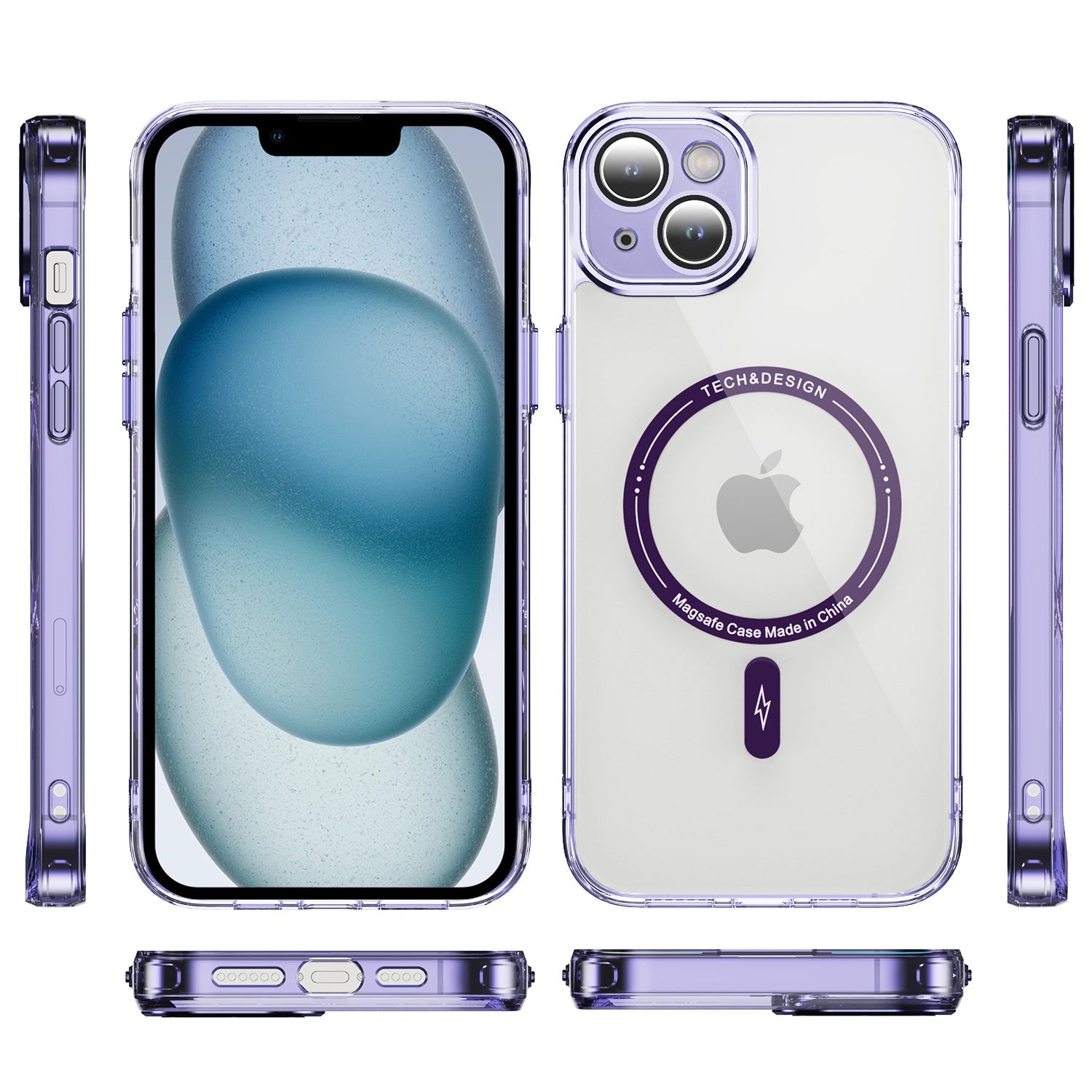 iPhone 13/14 Shockproof Transparent Magnetic Attraction Protective Phone Case