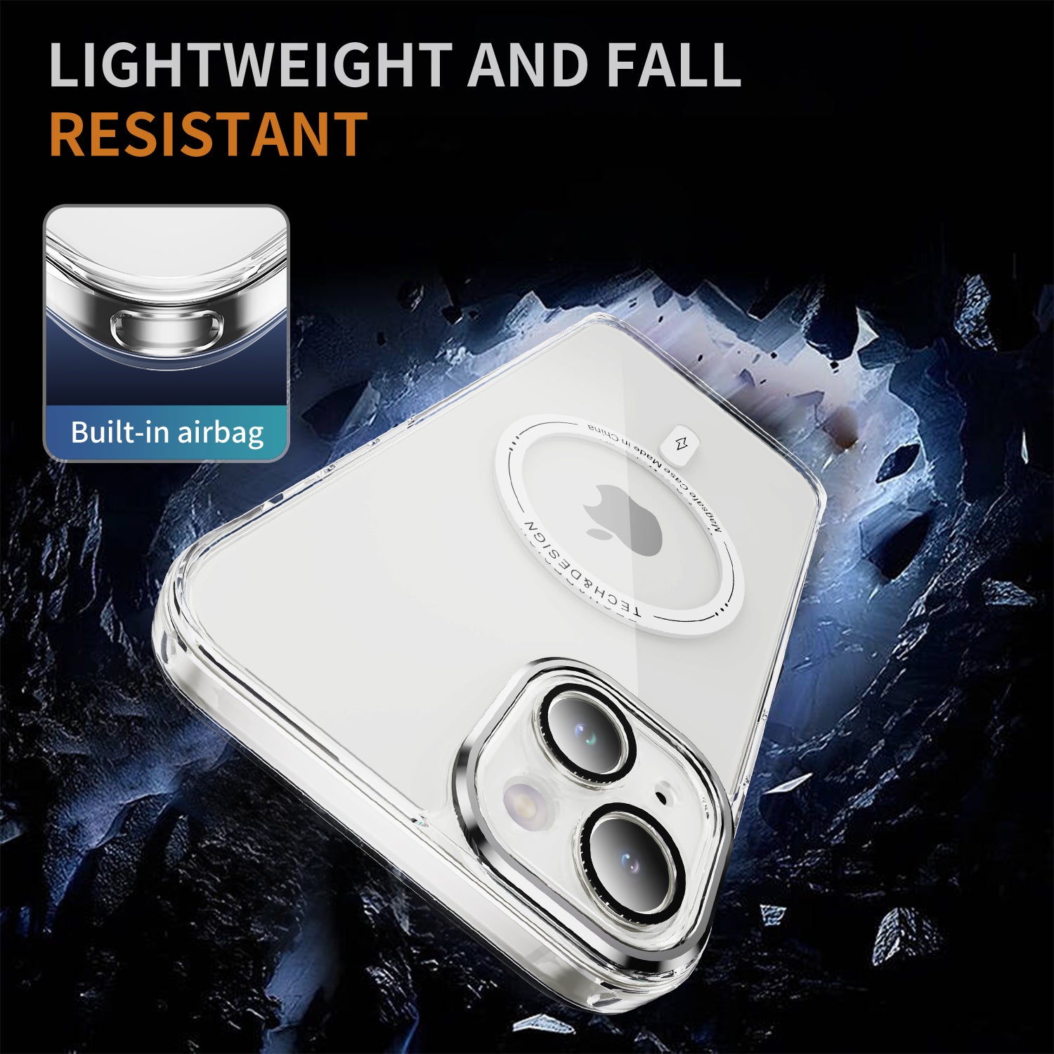 iPhone 13 Mini Shockproof Transparent Magnetic Attraction Protective Phone Case