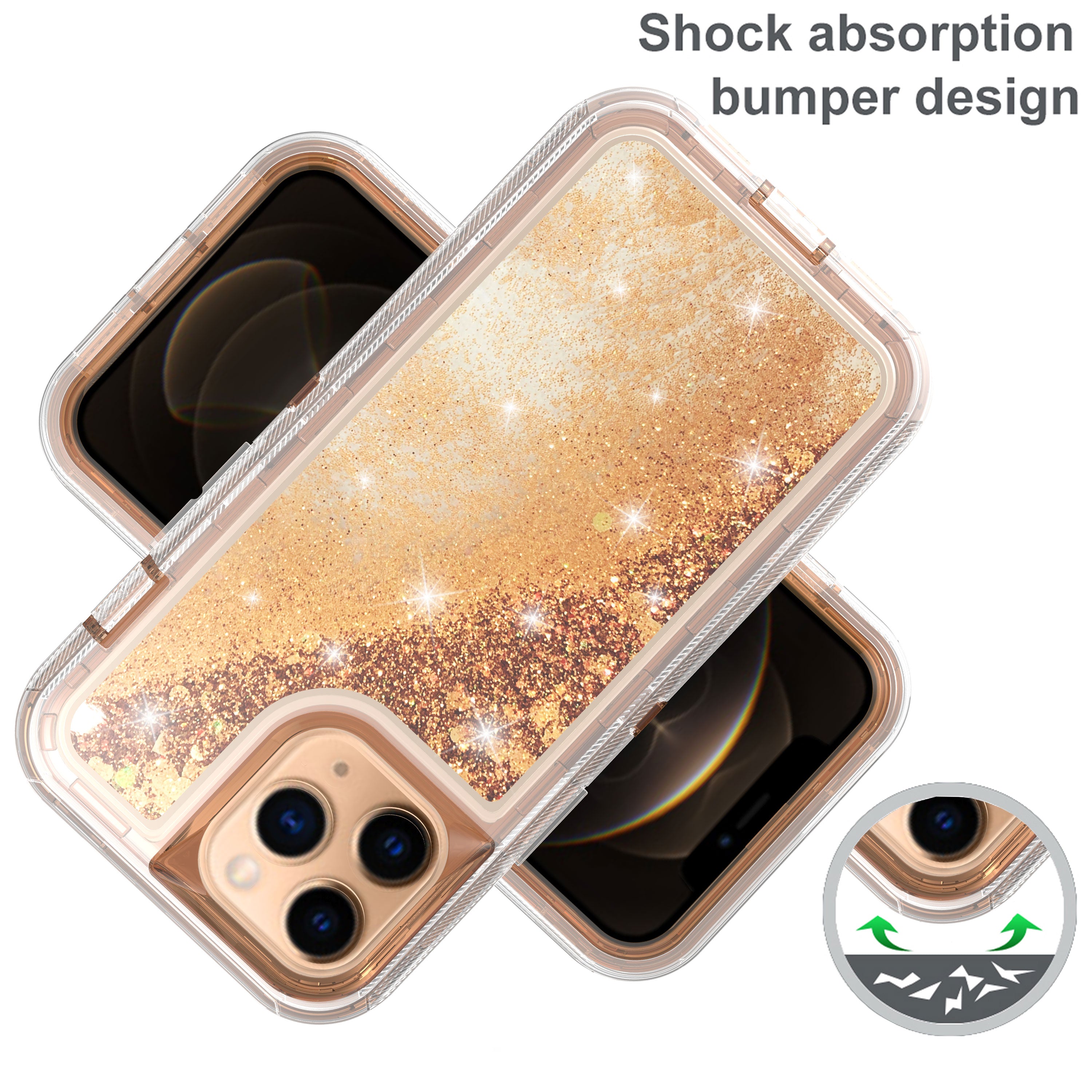 iPhone 14 Pro Max Transparent Floating Glitter Heavy Duty Case