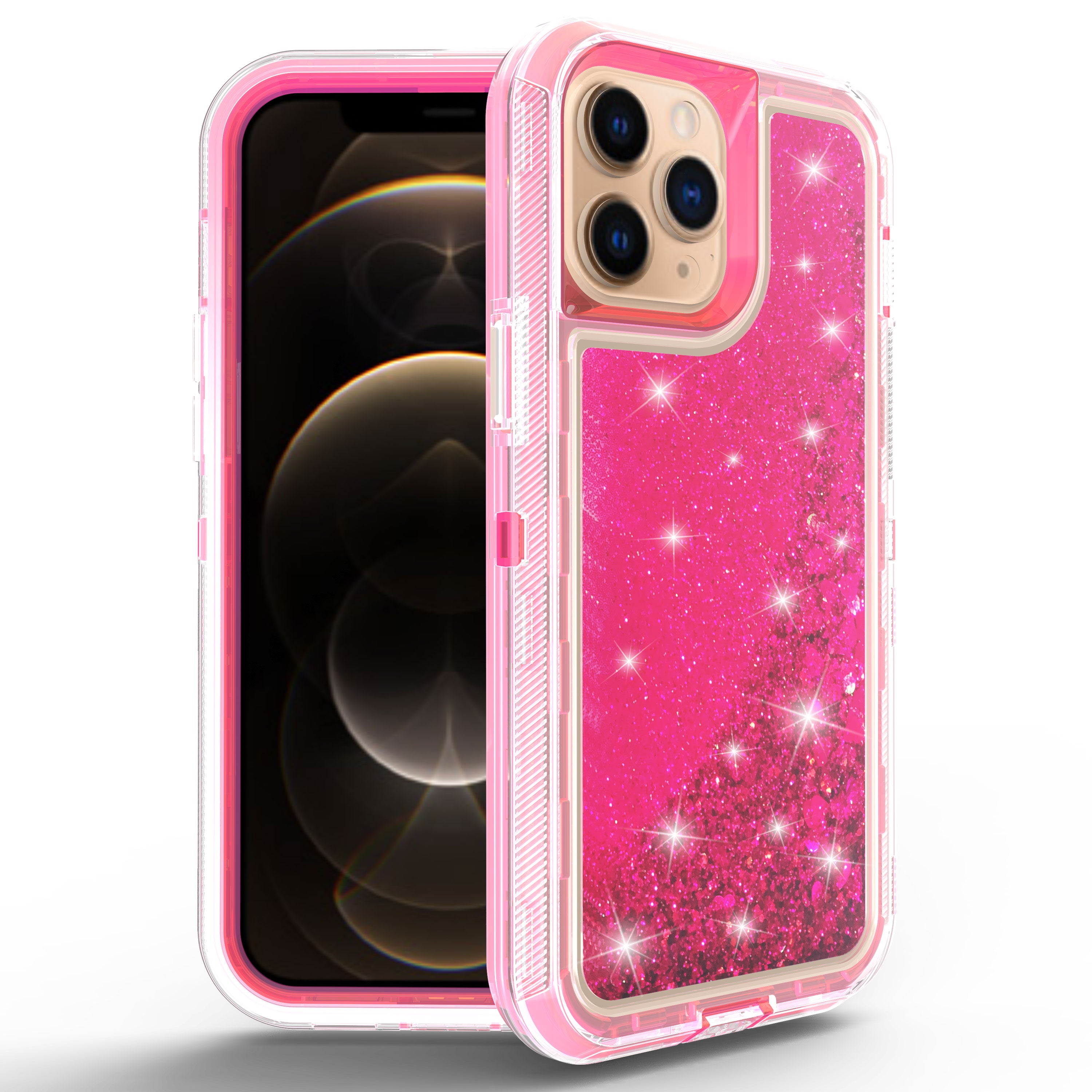 iPhone 14 Pro Max Transparent Floating Glitter Heavy Duty Case