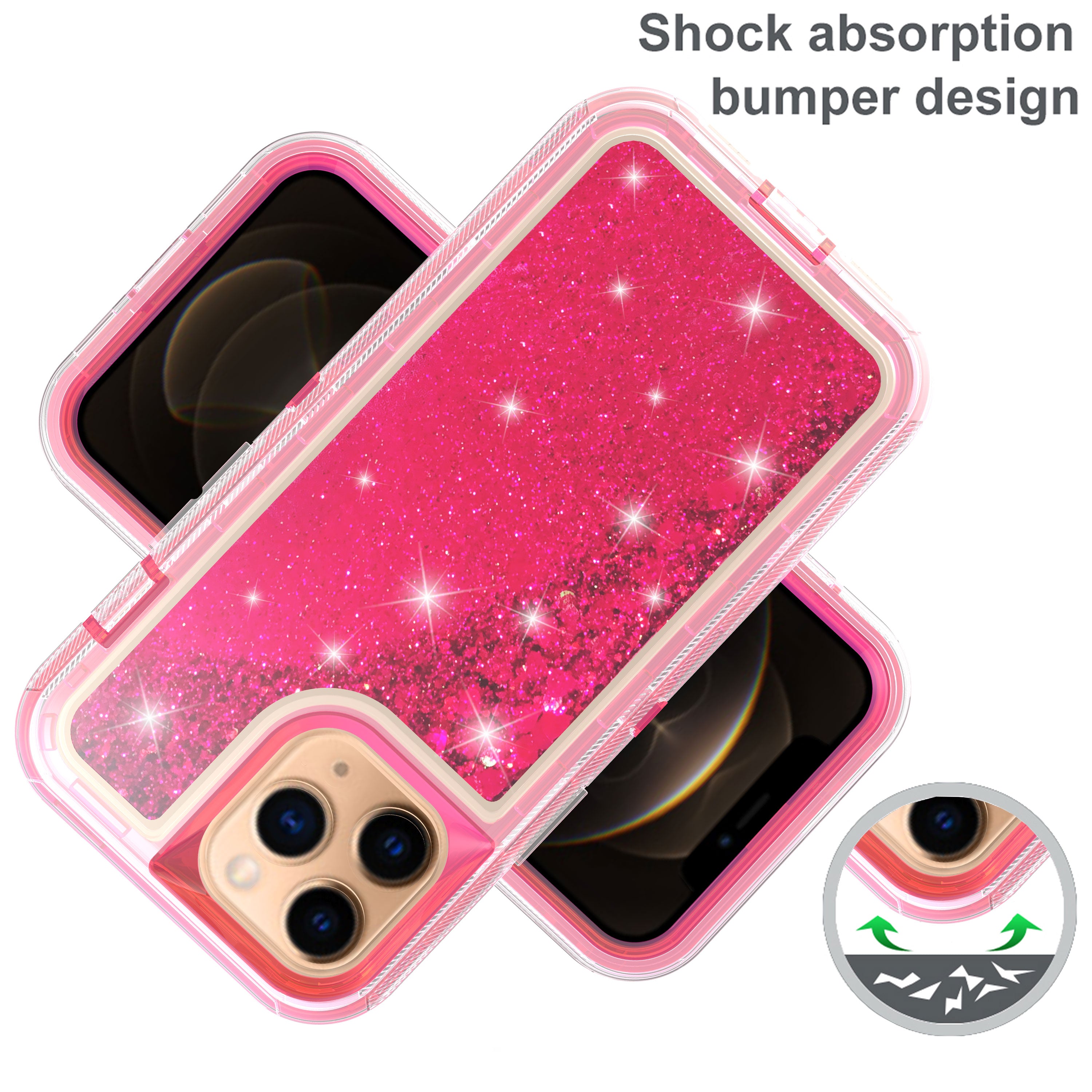 iPhone 14 Pro Max Transparent Floating Glitter Heavy Duty Case