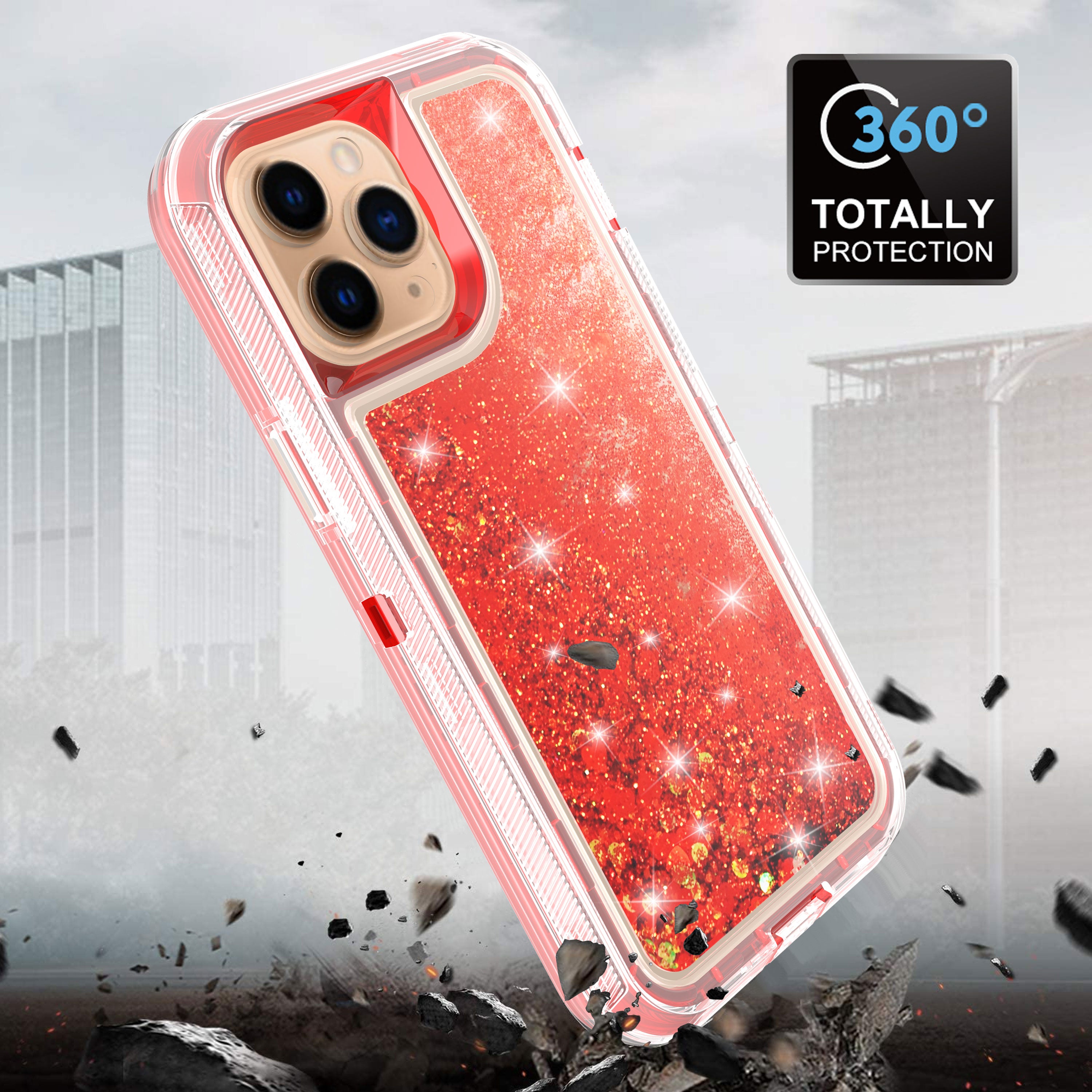 iPhone 14 Pro Max Transparent Floating Glitter Heavy Duty Case