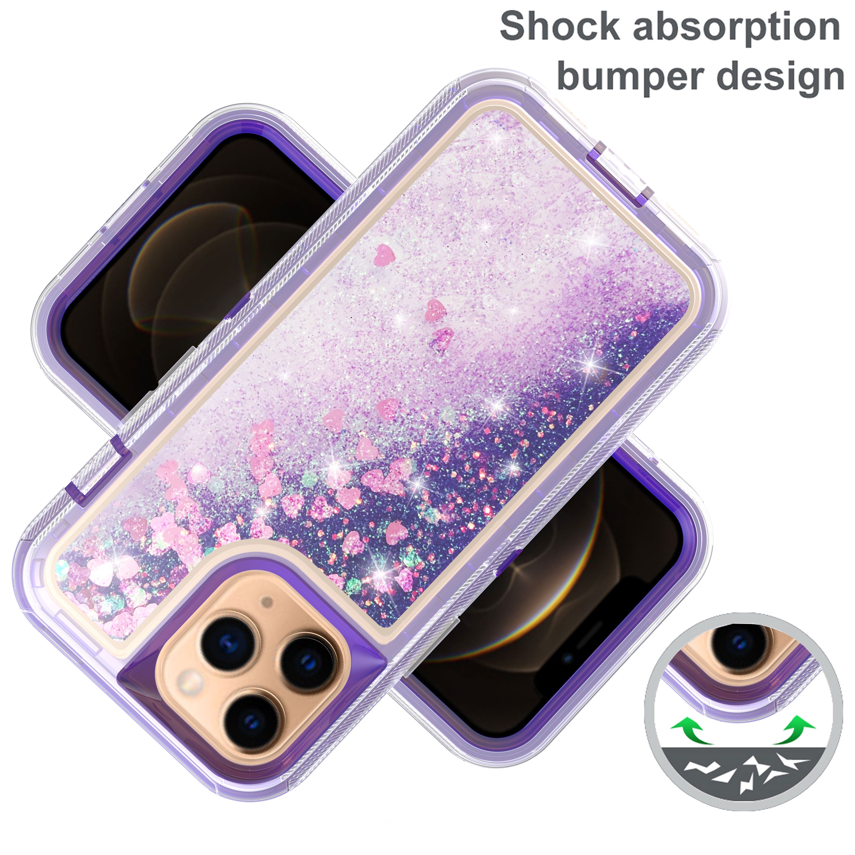 iPhone 14 Pro Max Transparent Floating Glitter Heavy Duty Case