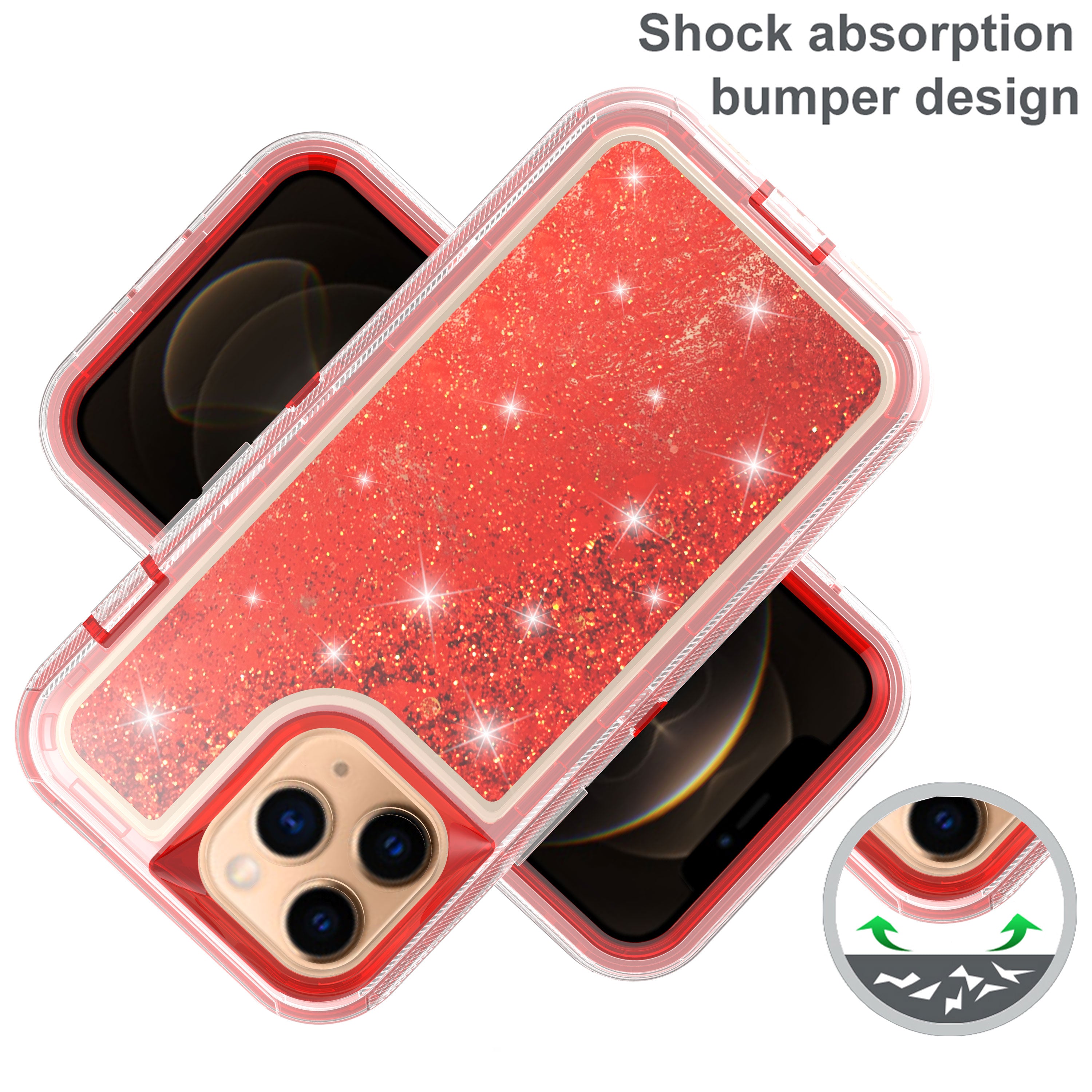 iPhone 14 Pro Max Transparent Floating Glitter Heavy Duty Case