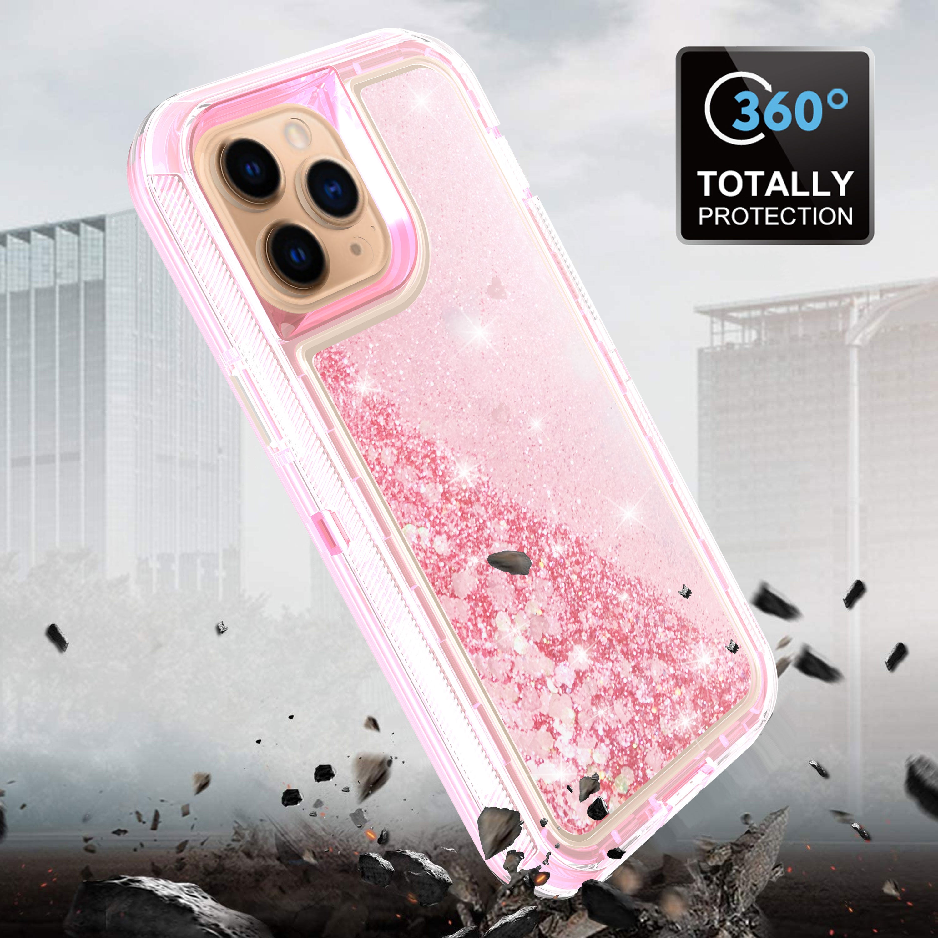 iPhone 14 Pro Max Transparent Floating Glitter Heavy Duty Case