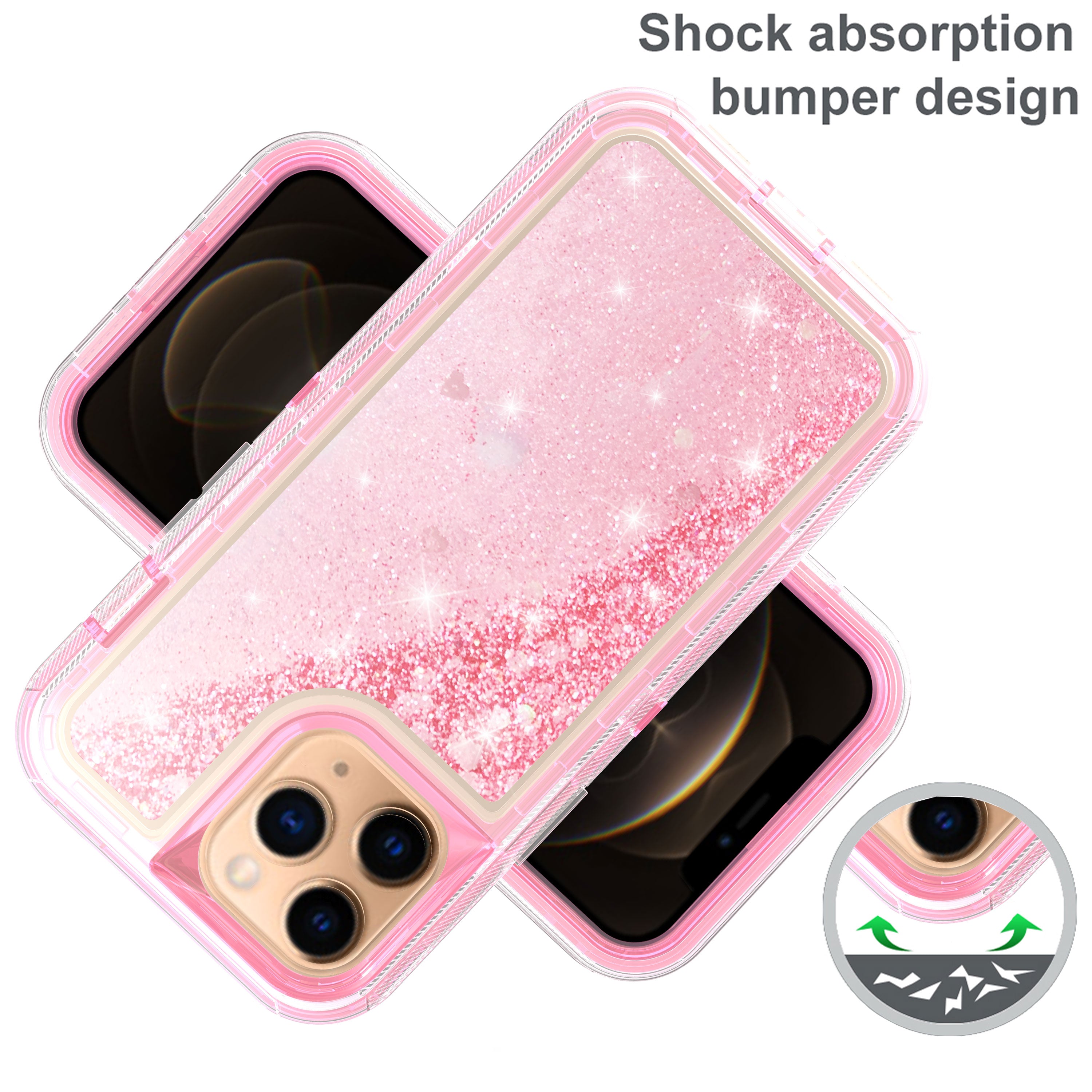 iPhone 14 Pro Max Transparent Floating Glitter Heavy Duty Case