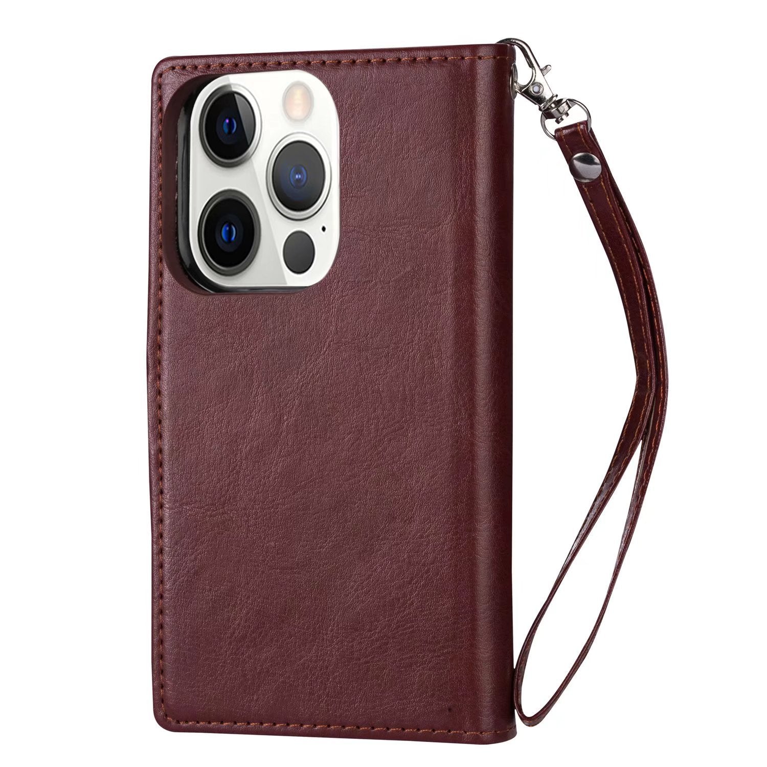 iPhone 13 Pro Max 2 in 1 Leather Wallet Case With 9 Credit Card Slots and Removable Back Cover 