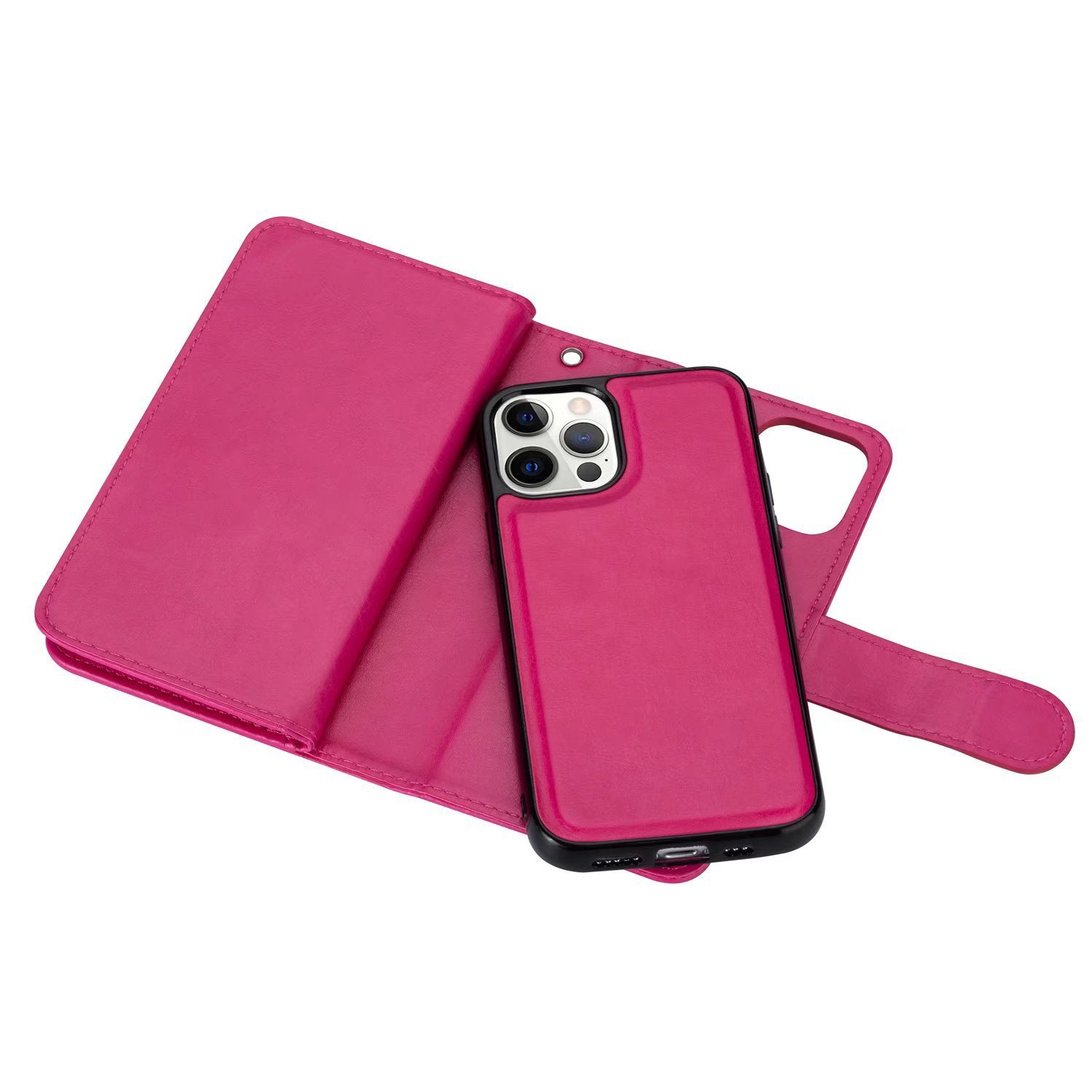 iPhone 13 Pro Max 2 in 1 Leather Wallet Case With 9 Credit Card Slots and Removable Back Cover 