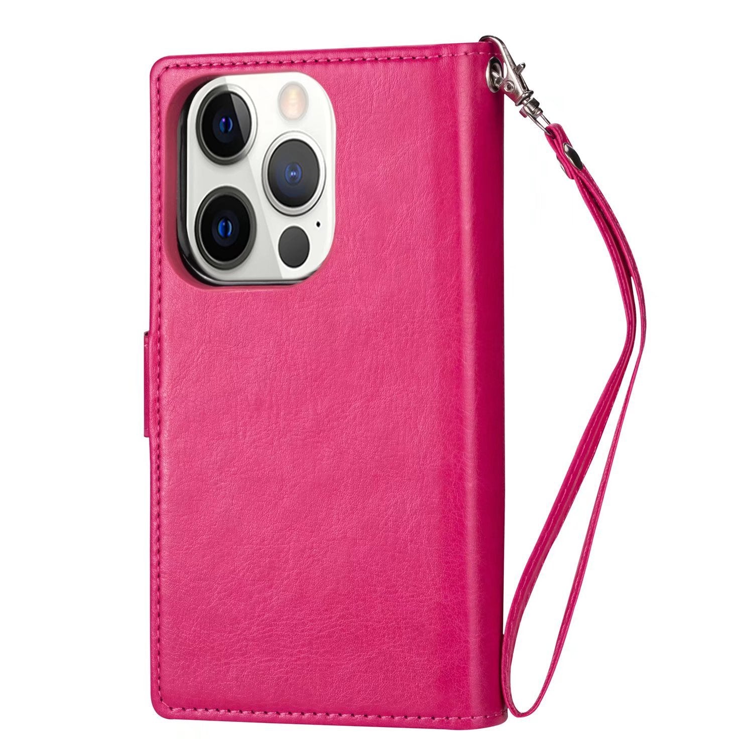 iPhone 13 Pro Max 2 in 1 Leather Wallet Case With 9 Credit Card Slots and Removable Back Cover 